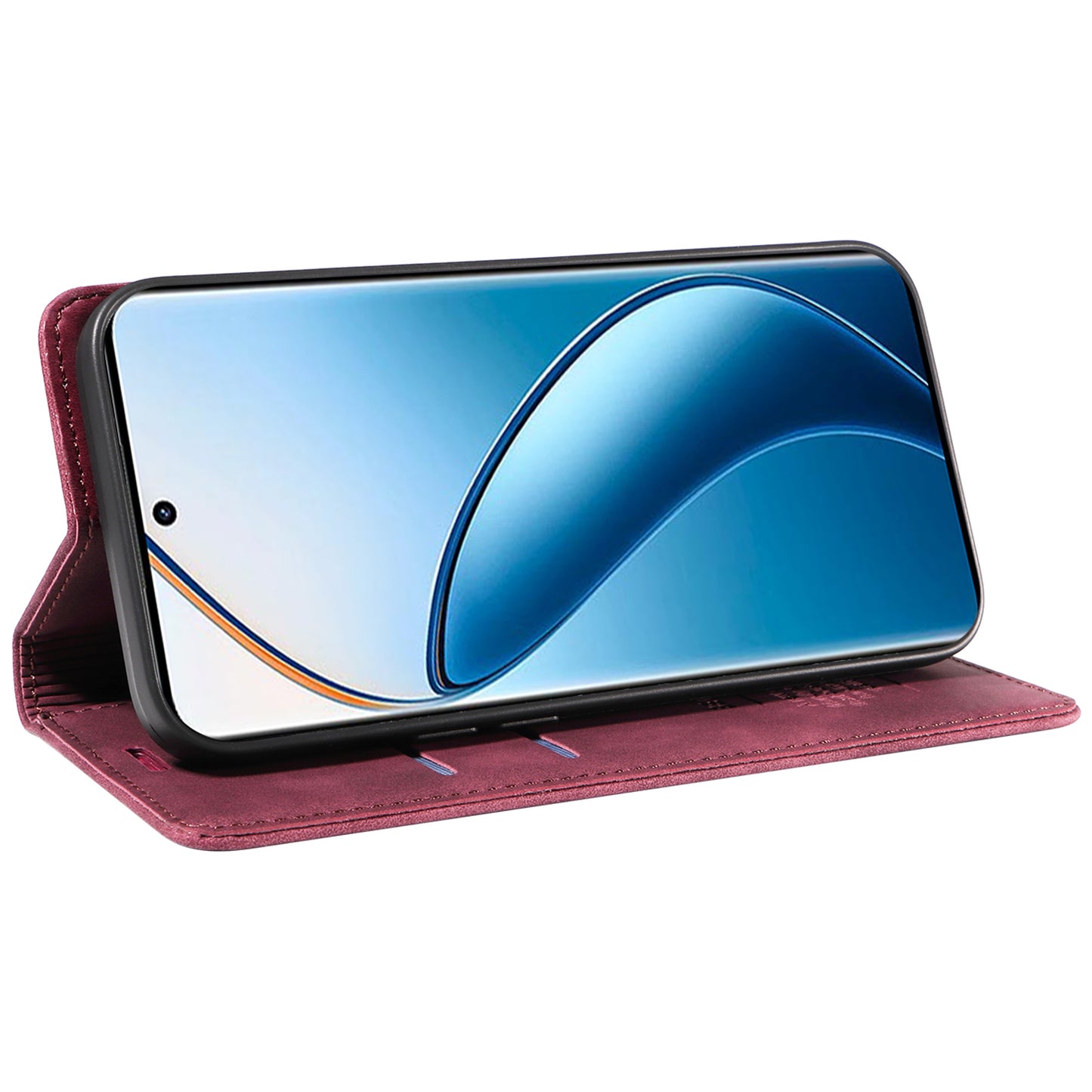 BETOPNICE 003 For Realme 12 Pro+ 5G / 12 Pro 5G Case PU+TPU Phone Protective Cover RFID Blocking Wallet - Red