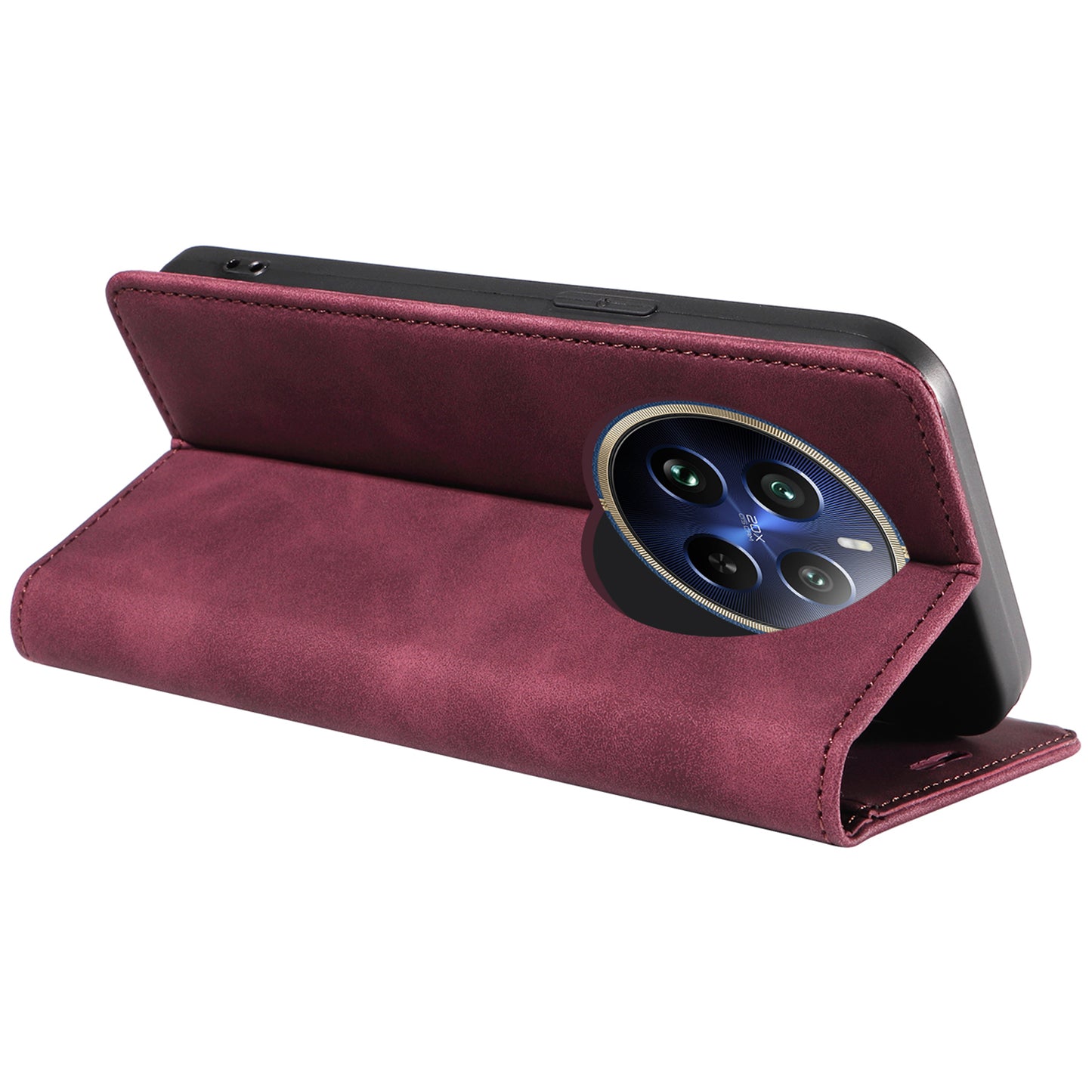 BETOPNICE 003 For Realme 12 Pro+ 5G / 12 Pro 5G Case PU+TPU Phone Protective Cover RFID Blocking Wallet - Red