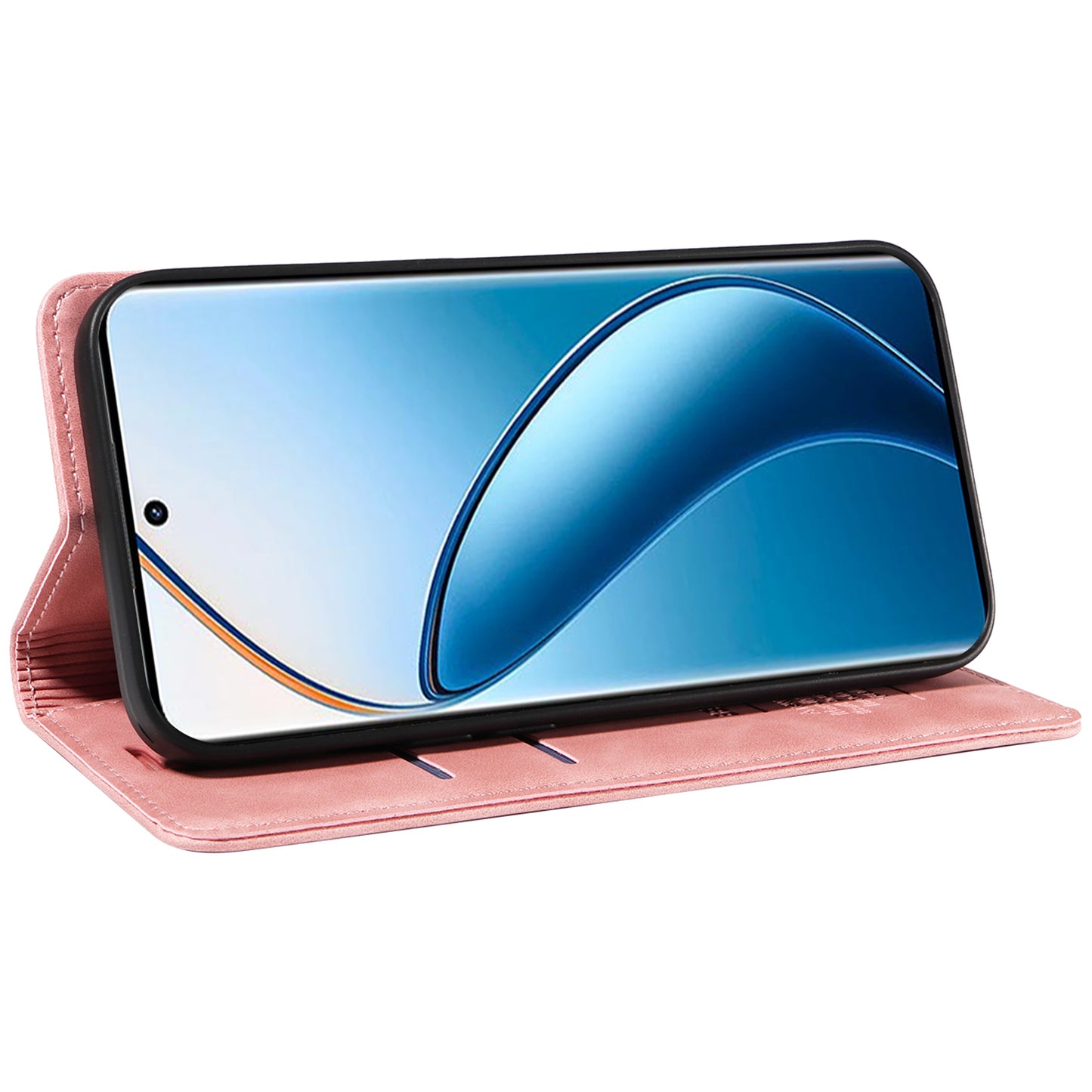 BETOPNICE 003 For Realme 12 Pro+ 5G / 12 Pro 5G Case PU+TPU Phone Protective Cover RFID Blocking Wallet - Pink