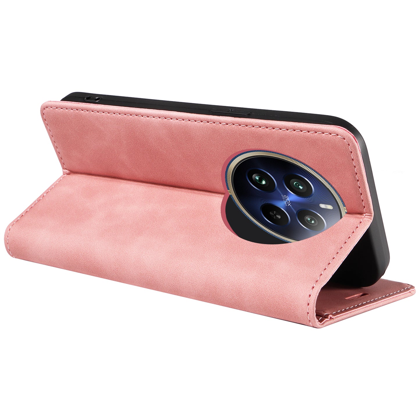 BETOPNICE 003 For Realme 12 Pro+ 5G / 12 Pro 5G Case PU+TPU Phone Protective Cover RFID Blocking Wallet - Pink