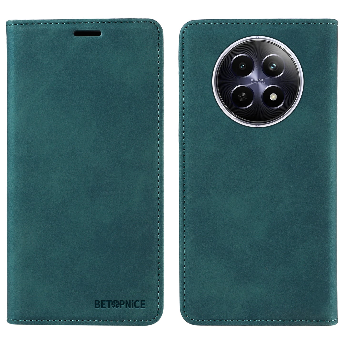 BETOPNICE 003 For Realme 12 Case RFID Blocking Wallet Drop-proof Phone Stand Cover - Green