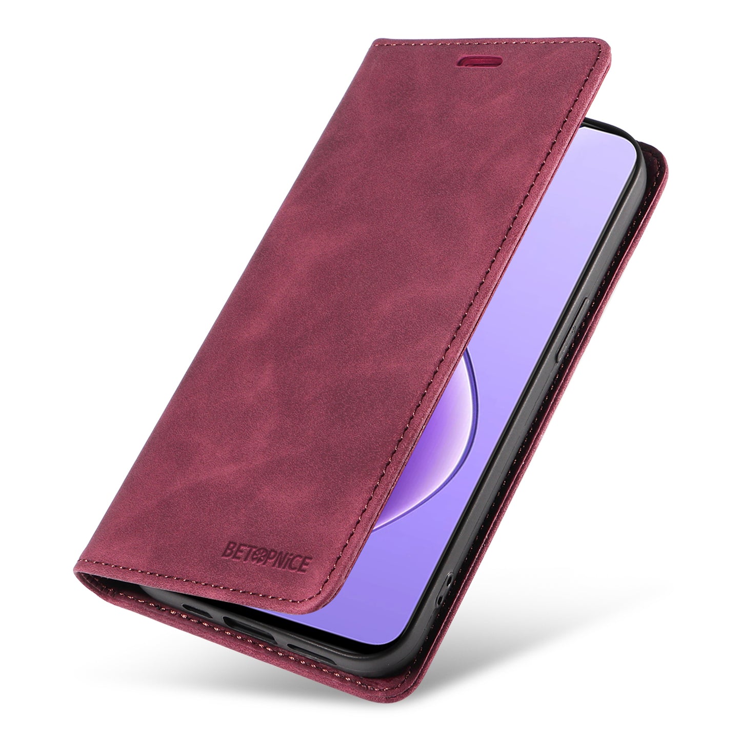 BETOPNICE 003 For Realme 12 Case RFID Blocking Wallet Drop-proof Phone Stand Cover - Red