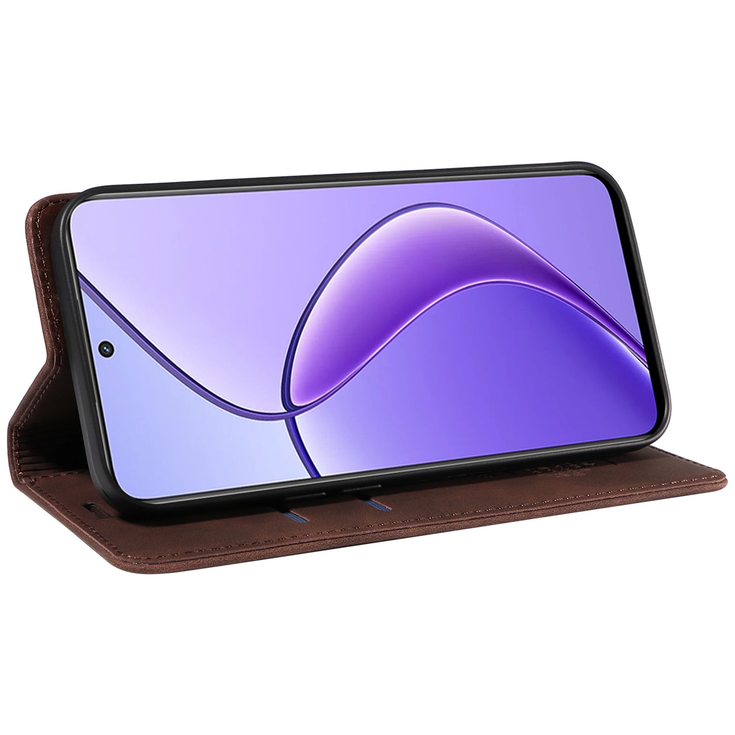BETOPNICE 003 For Realme 12 Case RFID Blocking Wallet Drop-proof Phone Stand Cover - Brown