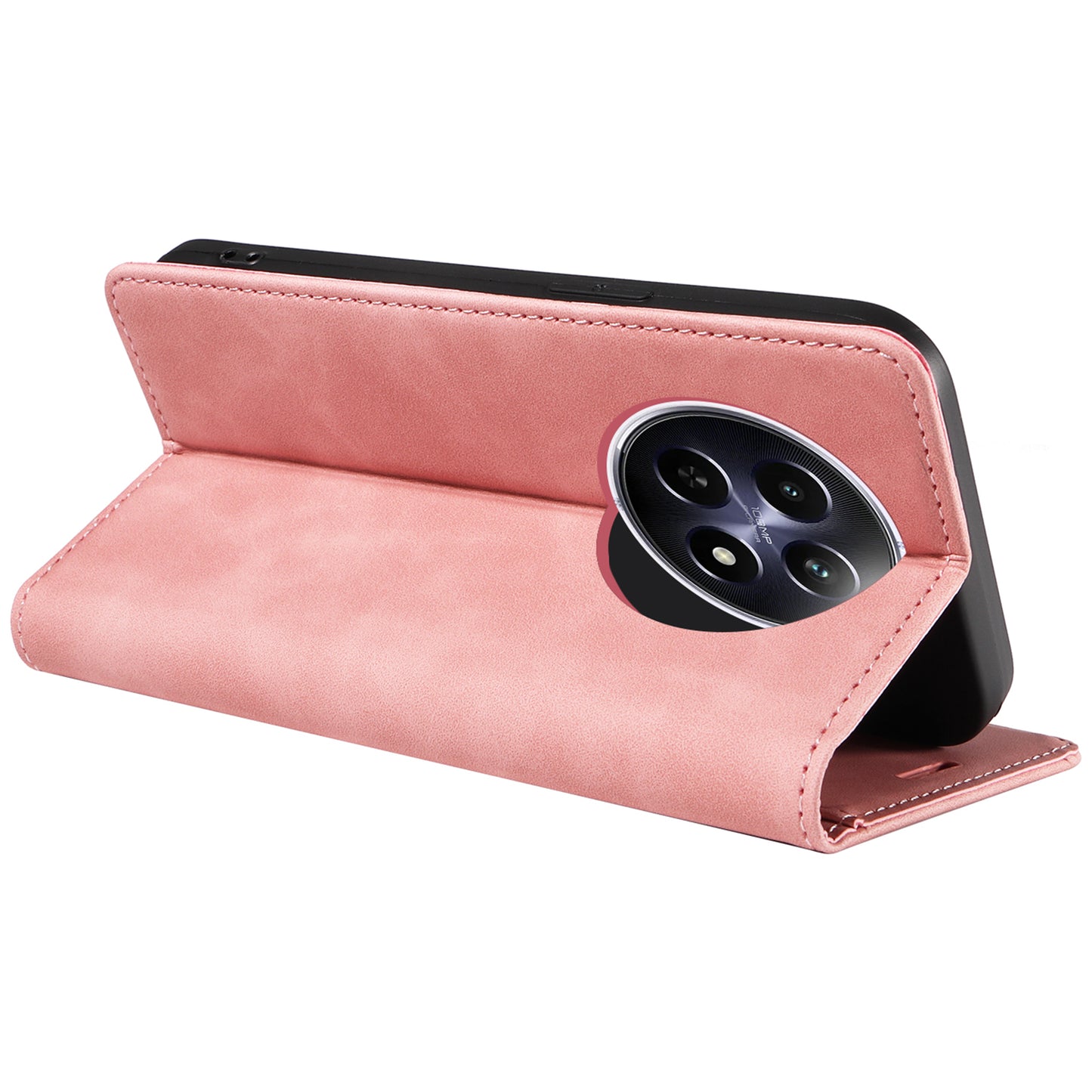 BETOPNICE 003 For Realme 12 Case RFID Blocking Wallet Drop-proof Phone Stand Cover - Pink