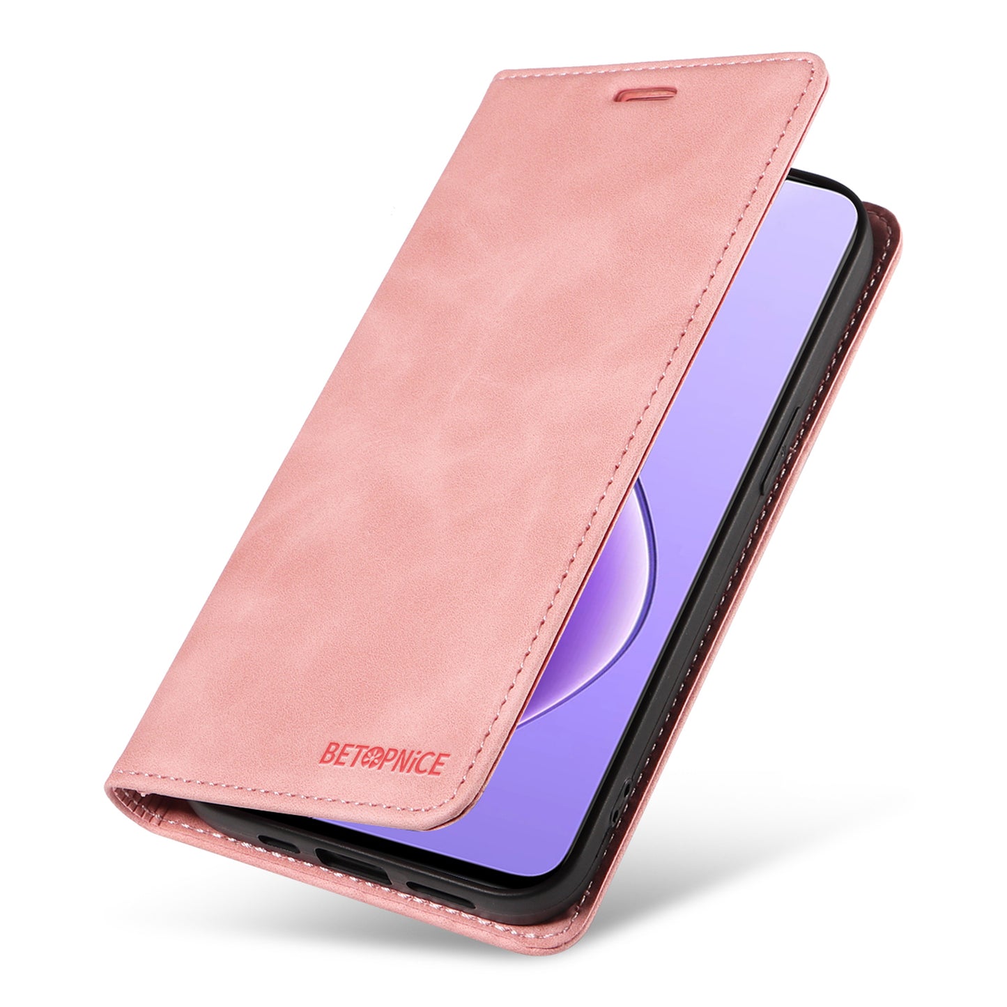 BETOPNICE 003 For Realme 12 Case RFID Blocking Wallet Drop-proof Phone Stand Cover - Pink