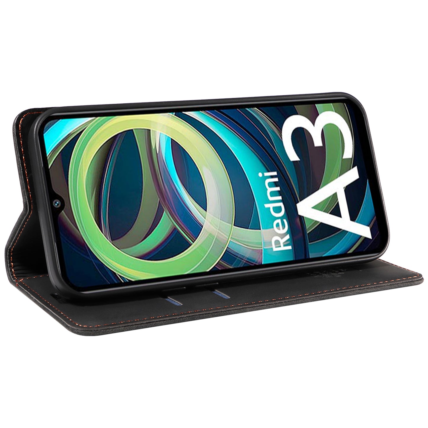 BETOPNICE 003 For Xiaomi Redmi A3 / Poco C61 4G Case RFID Blocking Wallet Leather+TPU Phone Protector - Black