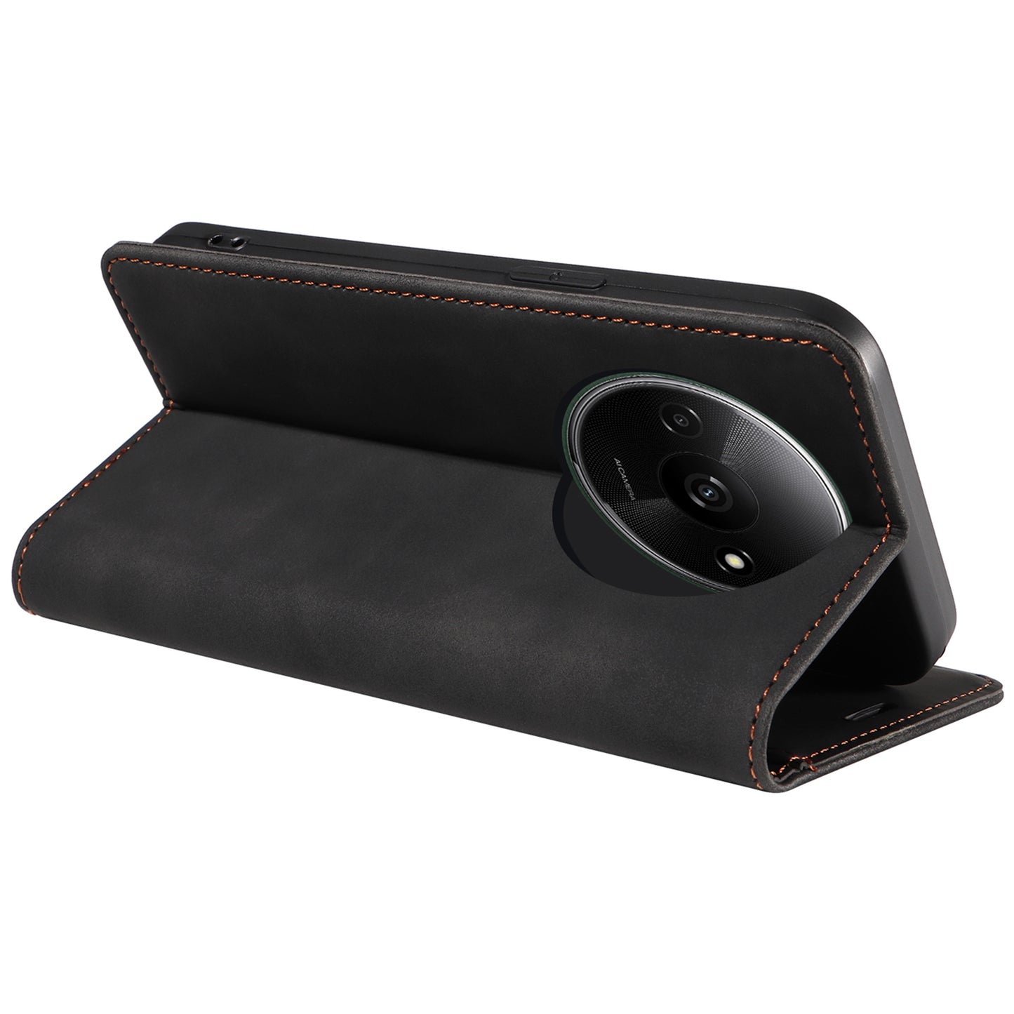 BETOPNICE 003 For Xiaomi Redmi A3 / Poco C61 4G Case RFID Blocking Wallet Leather+TPU Phone Protector - Black