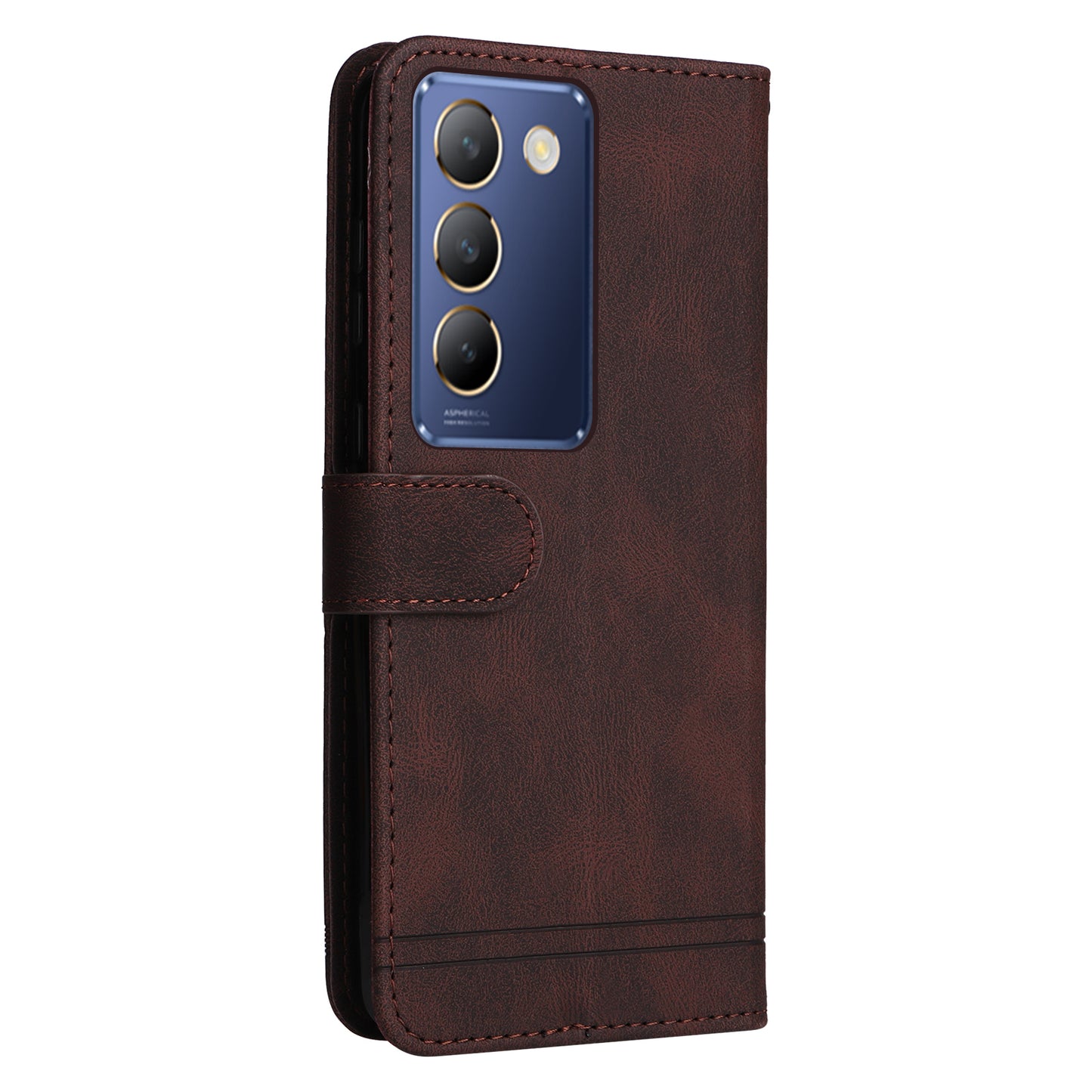 For vivo Y200e 5G / Y100 5G (Indonesia) / T3 5G (India) / V30 Lite 5G (India) Skin-touch Case Imprinted with Lines - Brown