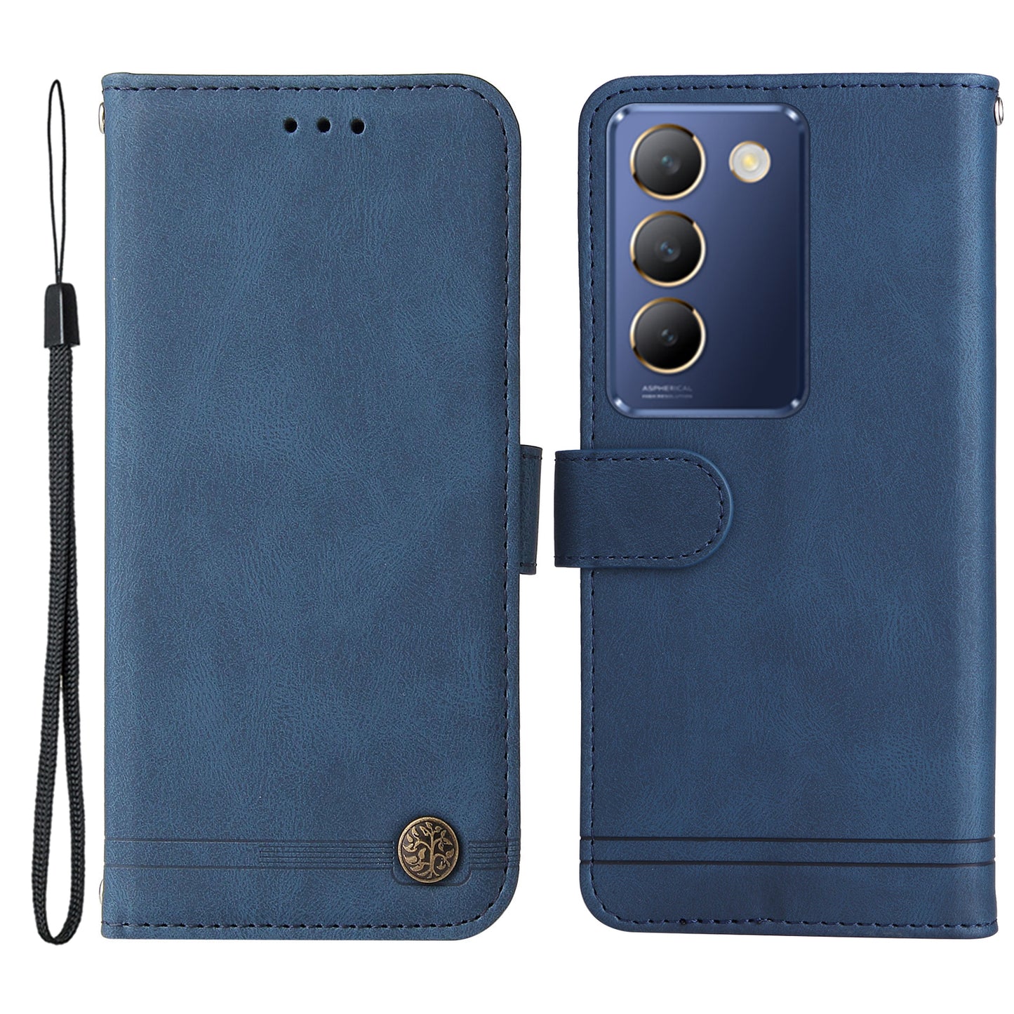 For vivo Y200e 5G / Y100 5G (Indonesia) / T3 5G (India) / V30 Lite 5G (India) Skin-touch Case Imprinted with Lines - Blue