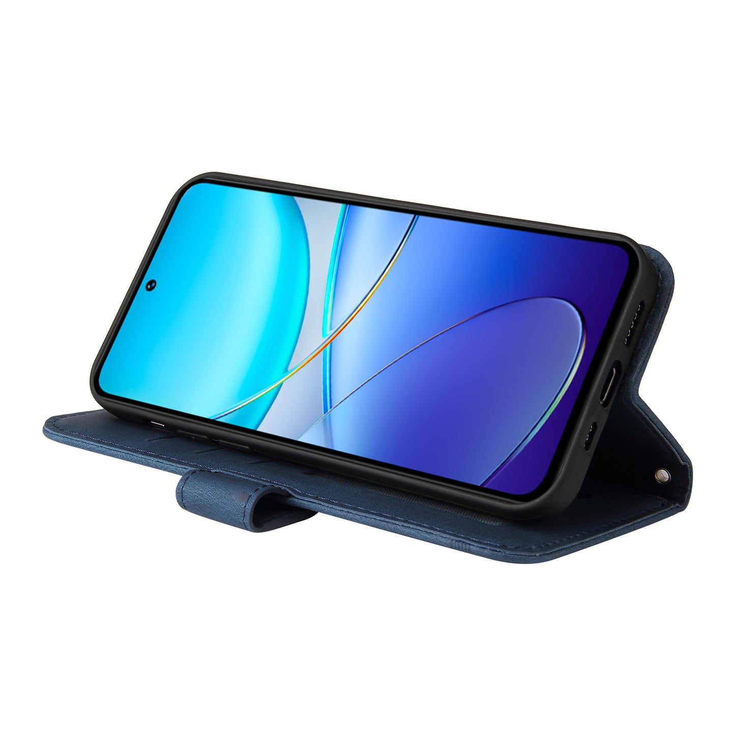 For vivo Y200e 5G / Y100 5G (Indonesia) / T3 5G (India) / V30 Lite 5G (India) Skin-touch Case Imprinted with Lines - Blue