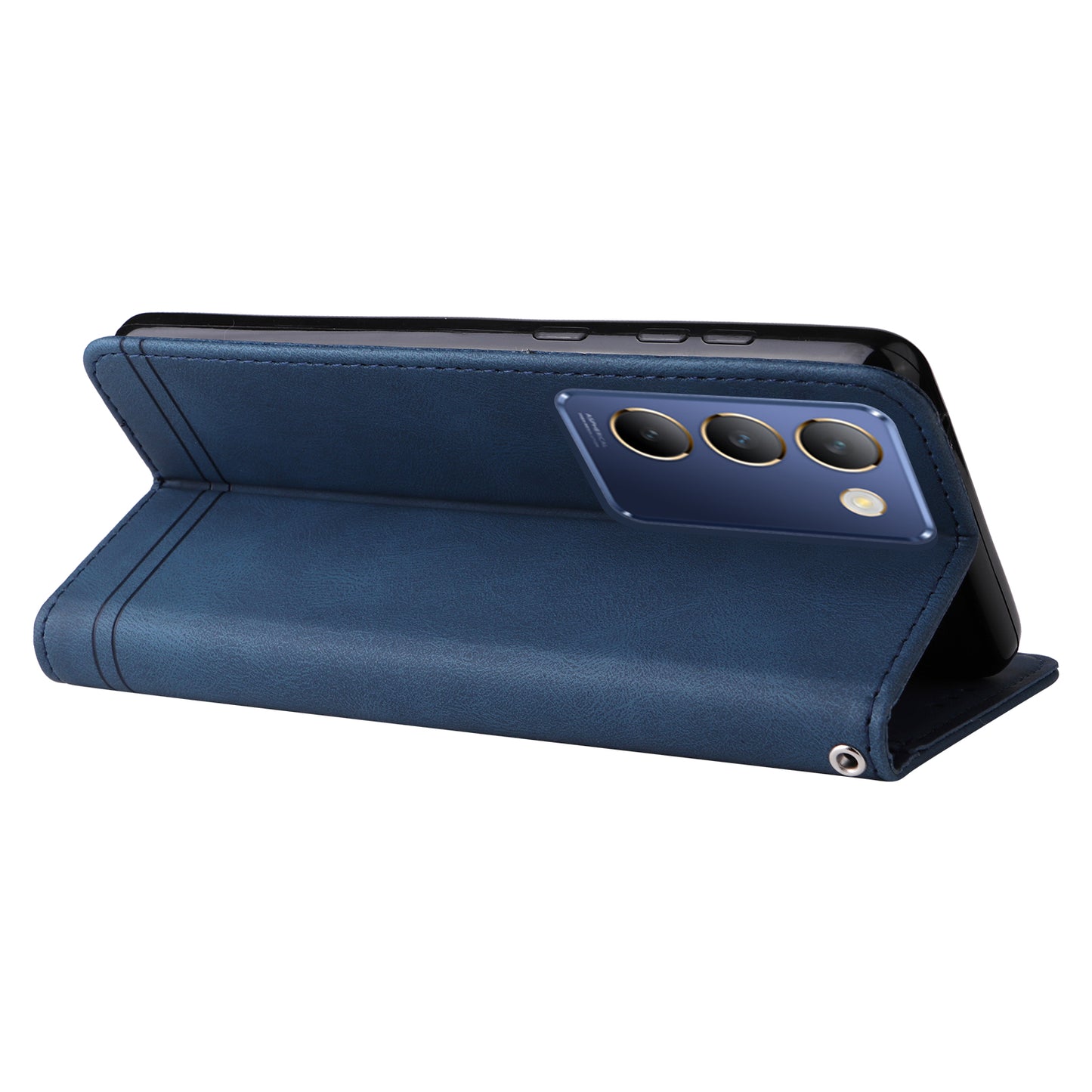 For vivo Y200e 5G / Y100 5G (Indonesia) / T3 5G (India) / V30 Lite 5G (India) Skin-touch Case Imprinted with Lines - Blue