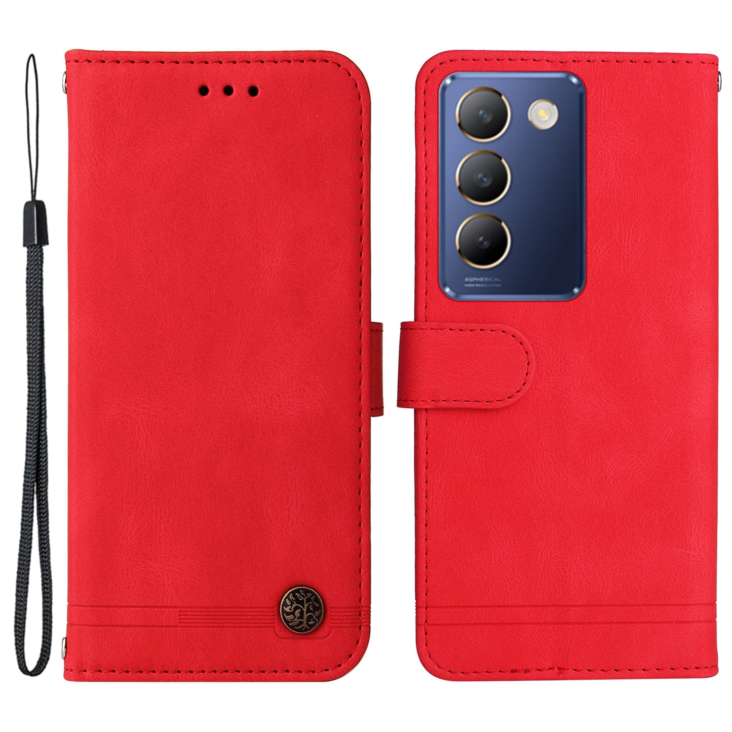 For vivo Y200e 5G / Y100 5G (Indonesia) / T3 5G (India) / V30 Lite 5G (India) Skin-touch Case Imprinted with Lines - Red