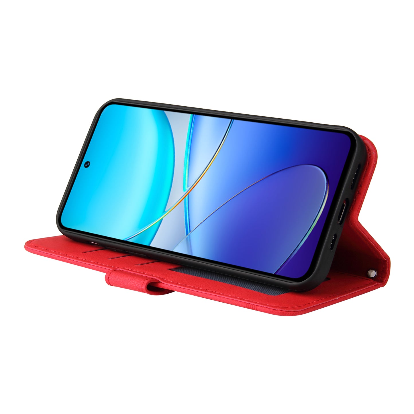 For vivo Y200e 5G / Y100 5G (Indonesia) / T3 5G (India) / V30 Lite 5G (India) Skin-touch Case Imprinted with Lines - Red