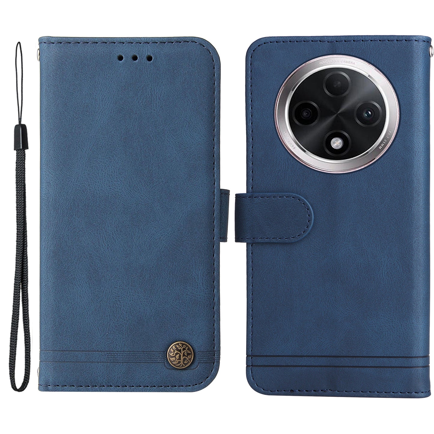 For Oppo A3 Pro 5G Magnetic Case Skin-touch Touch Stand Phone Cover - Blue