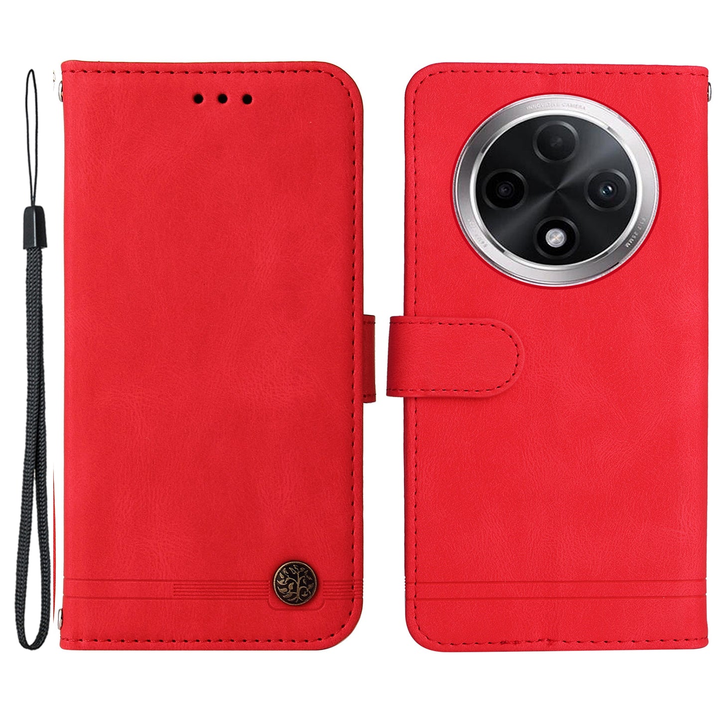 For Oppo A3 Pro 5G Magnetic Case Skin-touch Touch Stand Phone Cover - Red