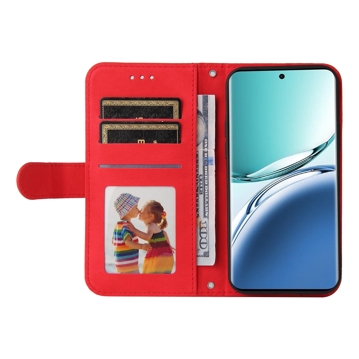 For Oppo A3 Pro 5G Magnetic Case Skin-touch Touch Stand Phone Cover - Red