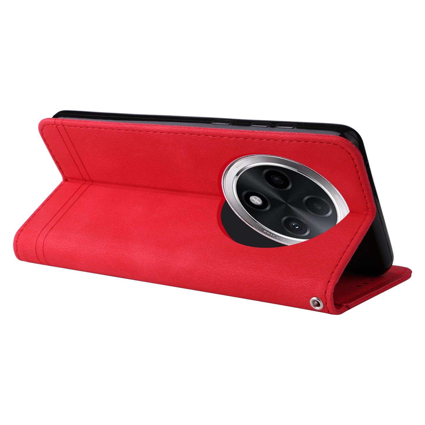 For Oppo A3 Pro 5G Magnetic Case Skin-touch Touch Stand Phone Cover - Red