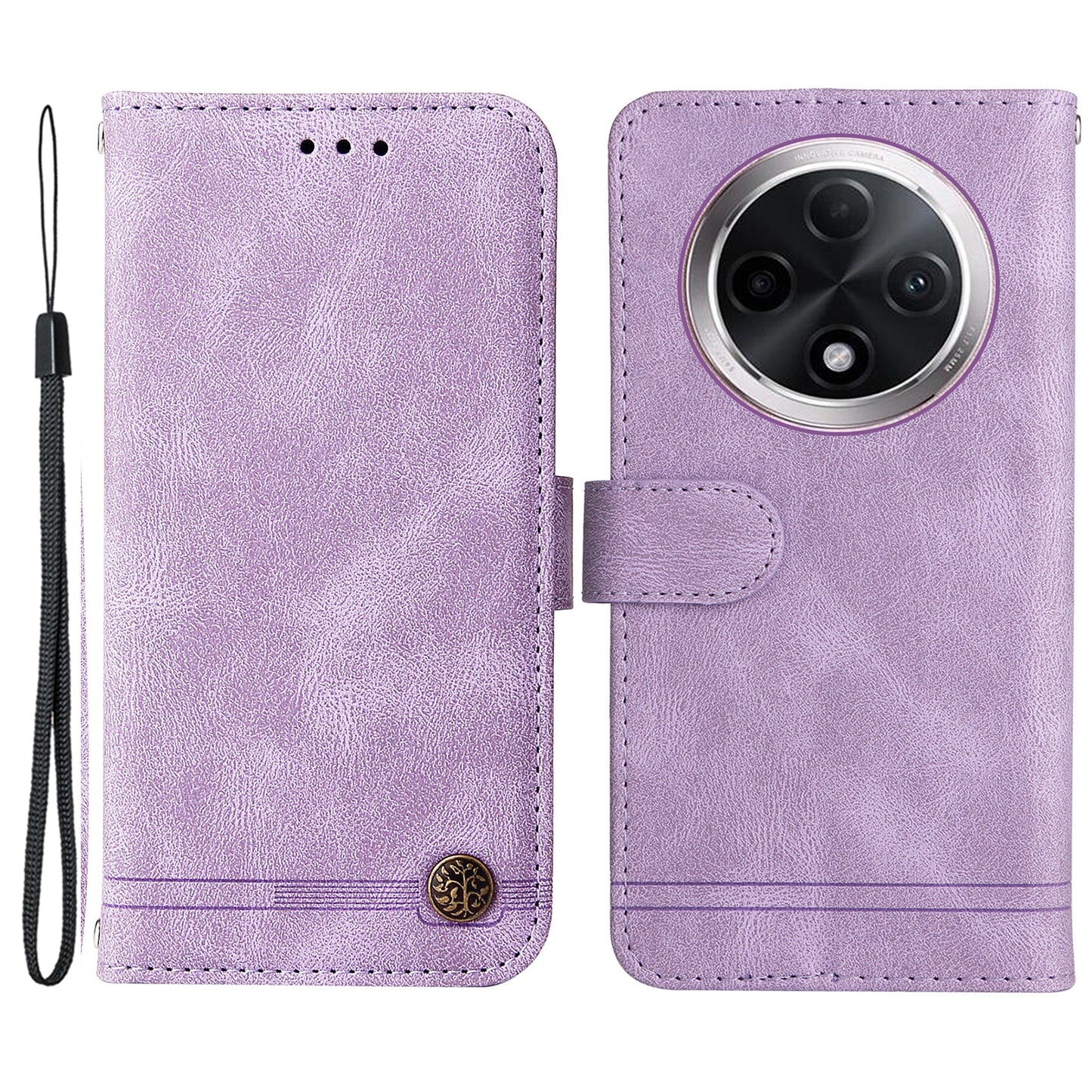 For Oppo A3 Pro 5G Magnetic Case Skin-touch Touch Stand Phone Cover - Purple