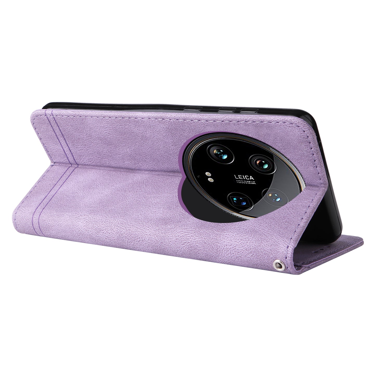 For Xiaomi 14 Ultra Phone Case Flip Leather+TPU Cover with Magnetic Clasp - Purple