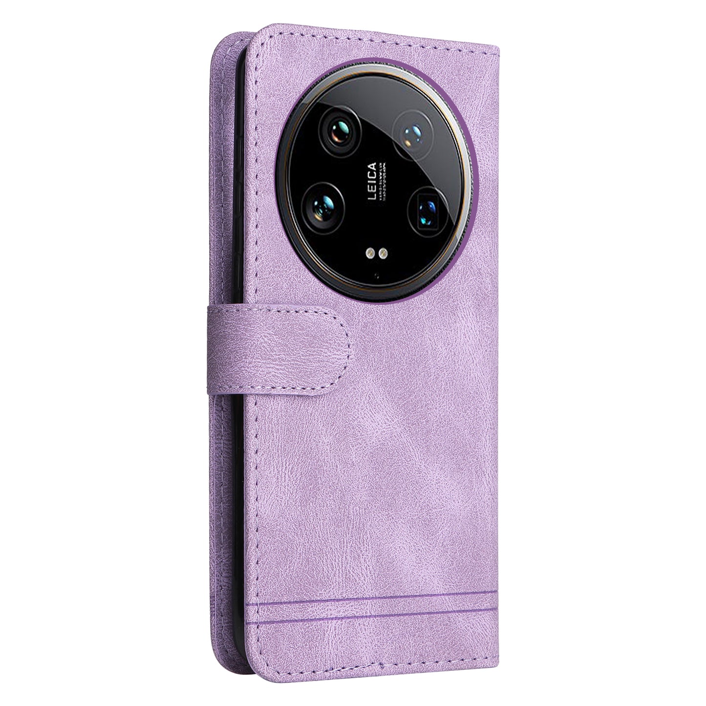 For Xiaomi 14 Ultra Phone Case Flip Leather+TPU Cover with Magnetic Clasp - Purple