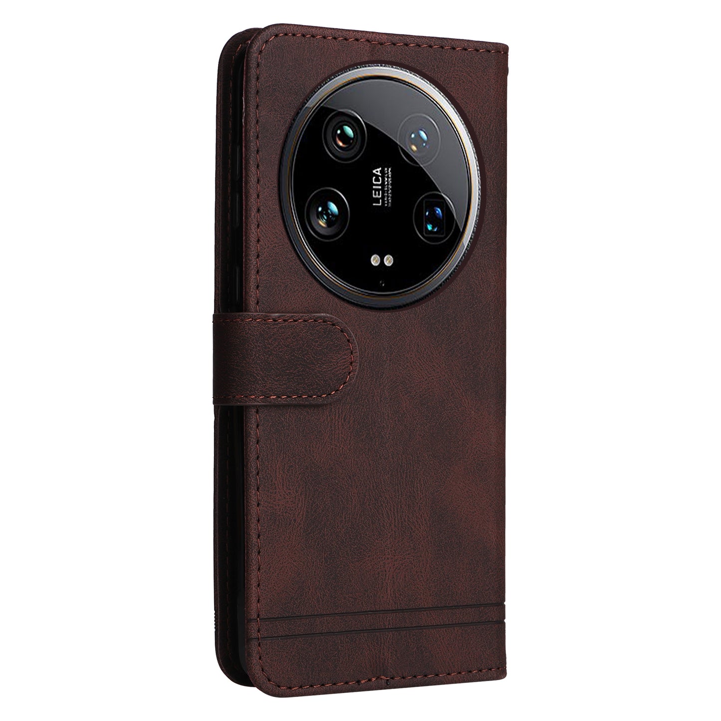 For Xiaomi 14 Ultra Phone Case Flip Leather+TPU Cover with Magnetic Clasp - Brown