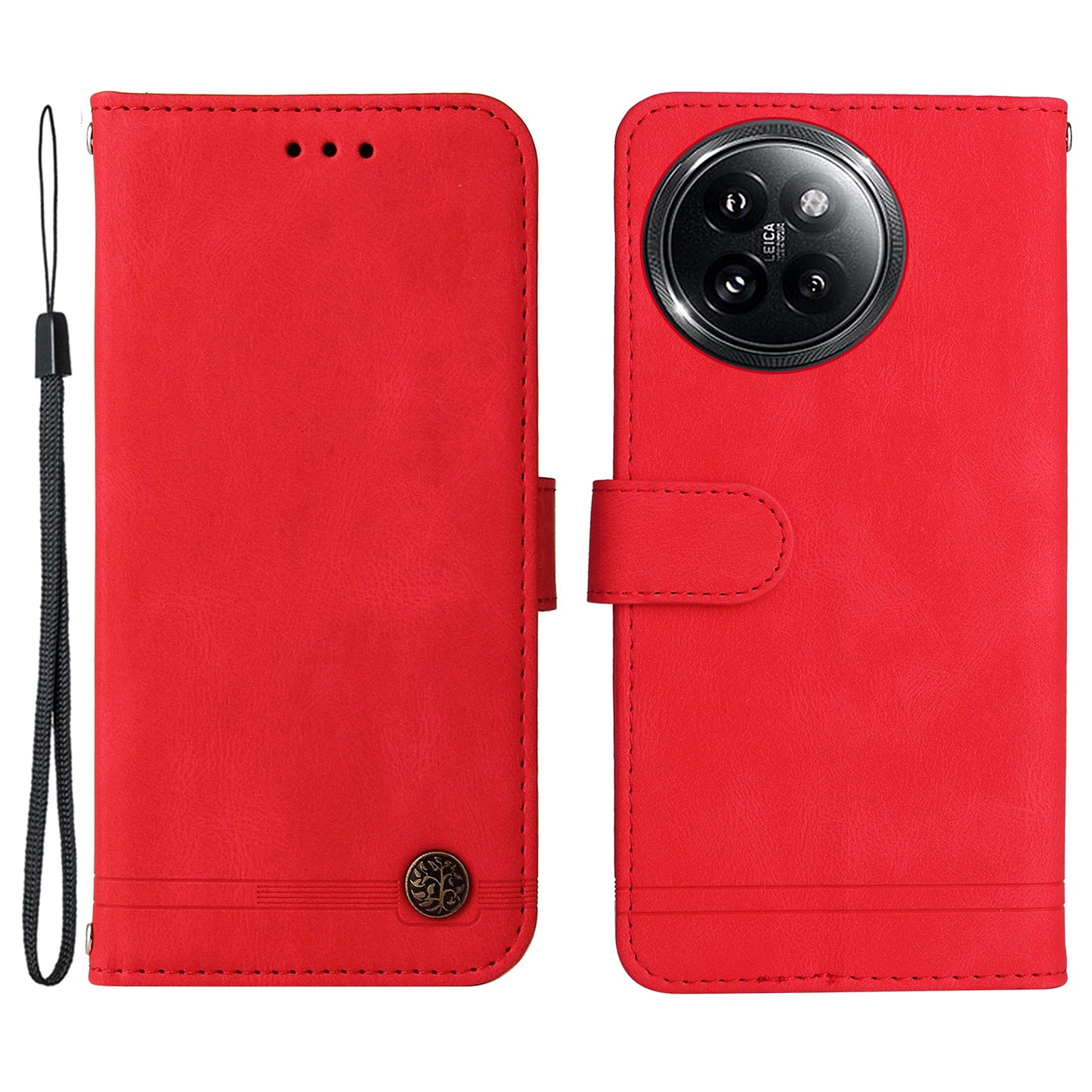 For Xiaomi Civi 4 Pro 5G Case Skin-touch Leather Wallet Flip Phone Cover - Red