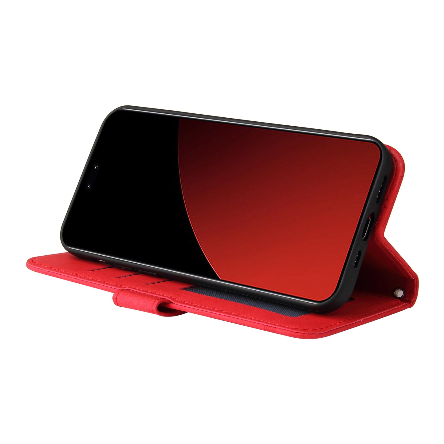 For Xiaomi Civi 4 Pro 5G Case Skin-touch Leather Wallet Flip Phone Cover - Red