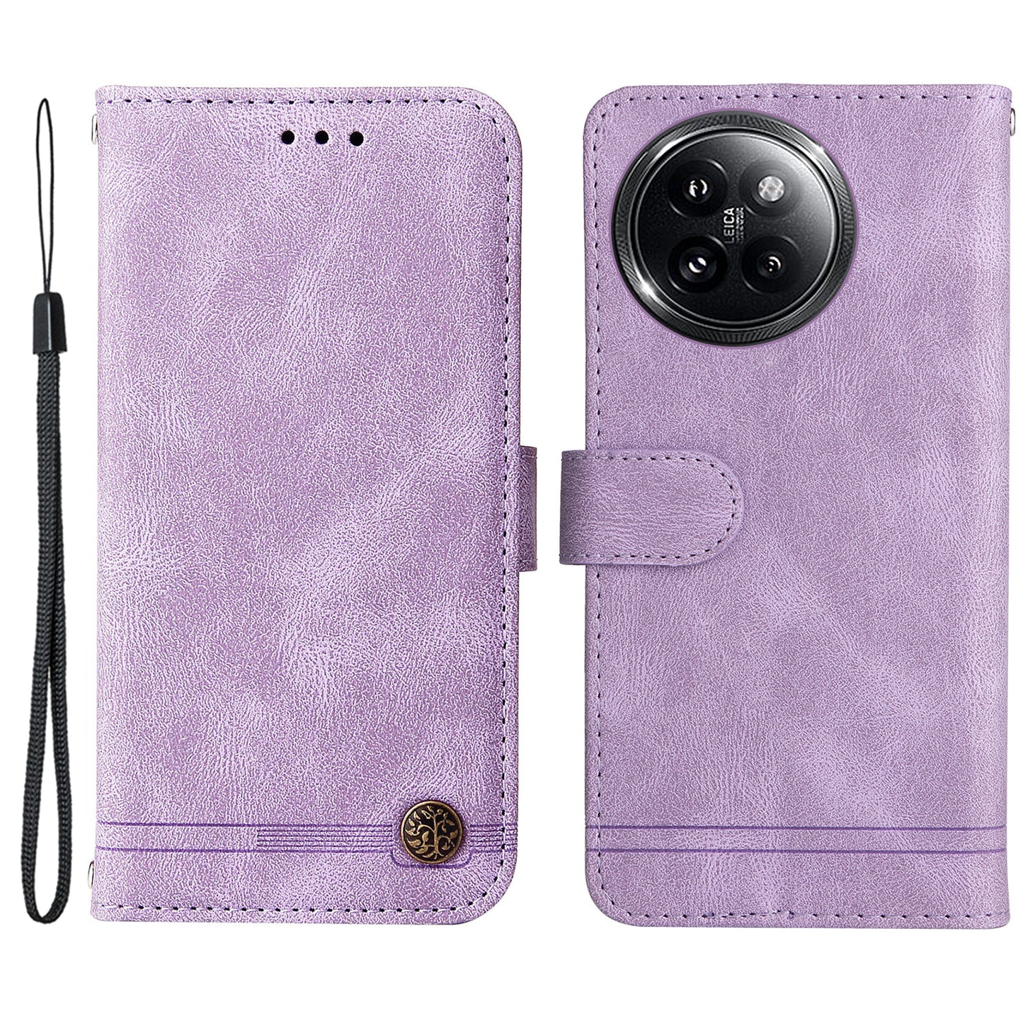 For Xiaomi Civi 4 Pro 5G Case Skin-touch Leather Wallet Flip Phone Cover - Purple