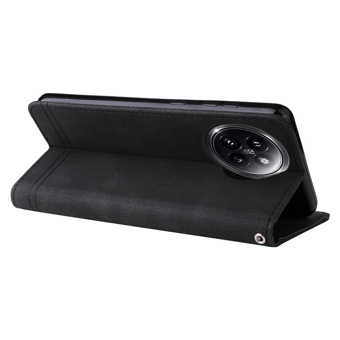For Xiaomi Civi 4 Pro 5G Case Skin-touch Leather Wallet Flip Phone Cover - Black