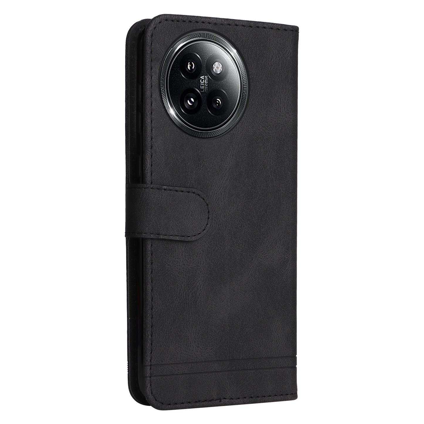 For Xiaomi Civi 4 Pro 5G Case Skin-touch Leather Wallet Flip Phone Cover - Black