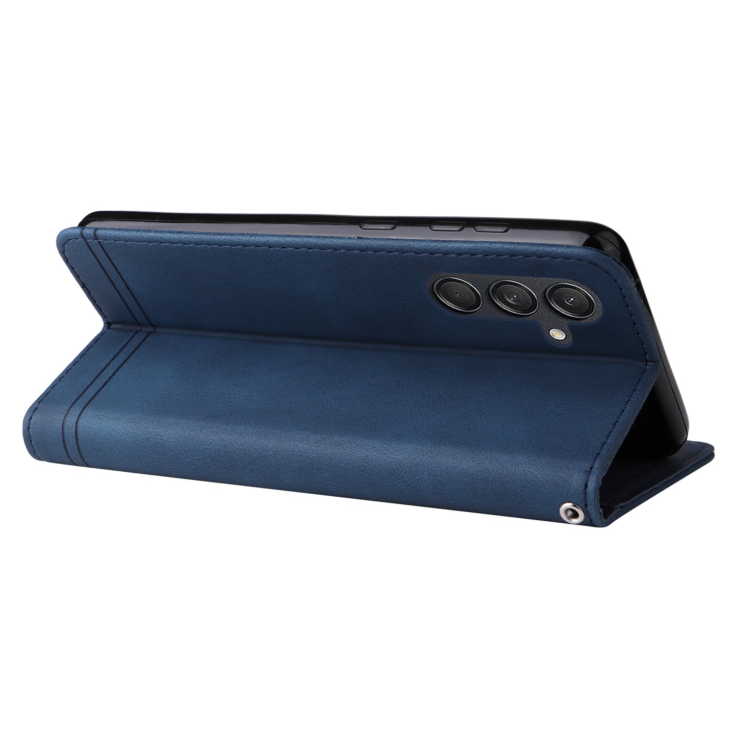 For Samsung Galaxy M55 5G Wallet Case PU Leather Shock Absorbing Phone Cover - Blue
