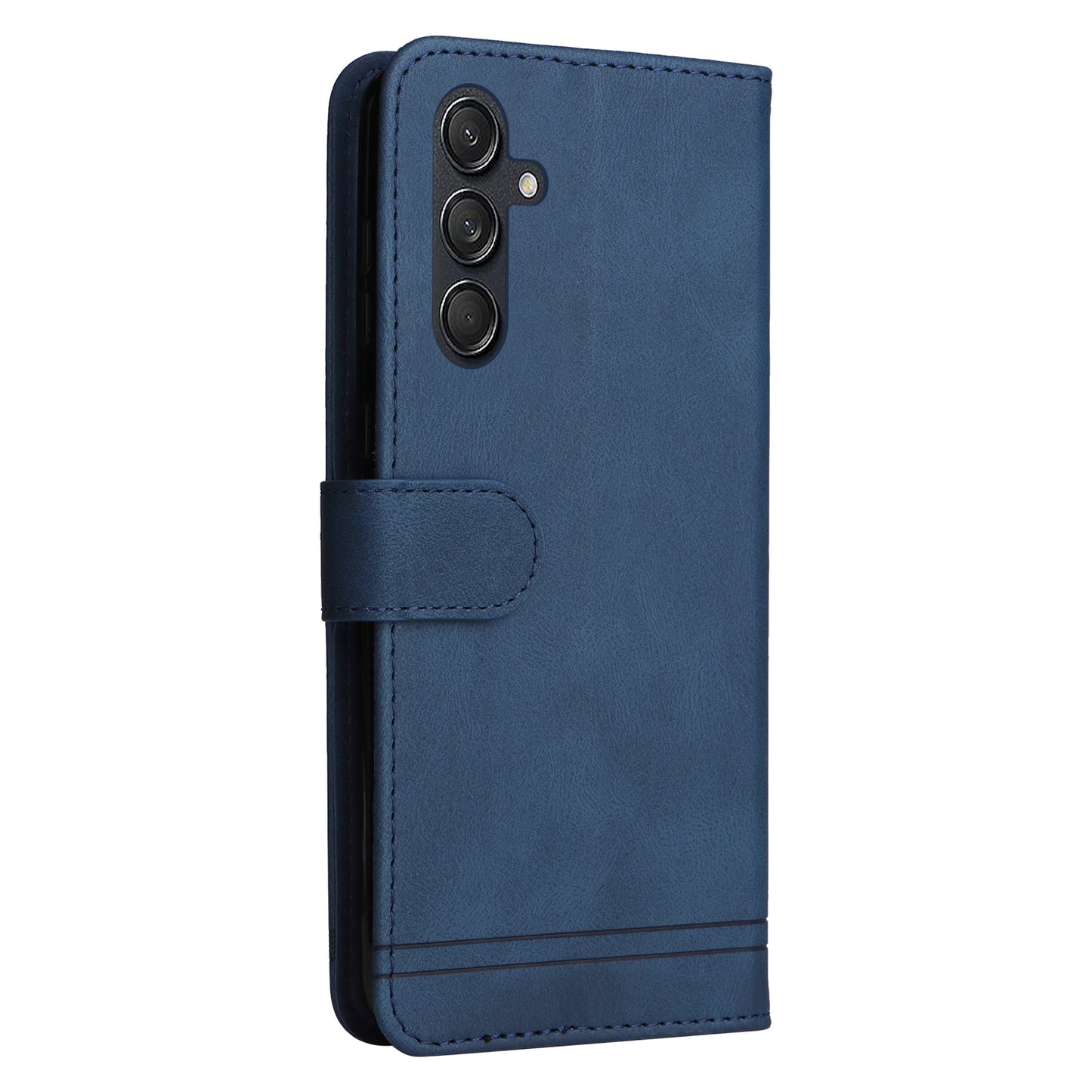 For Samsung Galaxy M55 5G Wallet Case PU Leather Shock Absorbing Phone Cover - Blue
