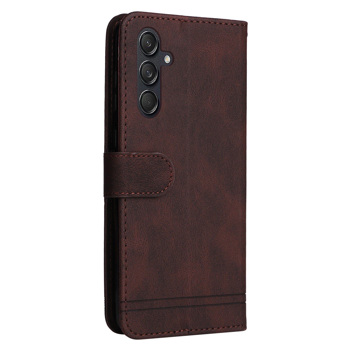 For Samsung Galaxy M55 5G Wallet Case PU Leather Shock Absorbing Phone Cover - Brown