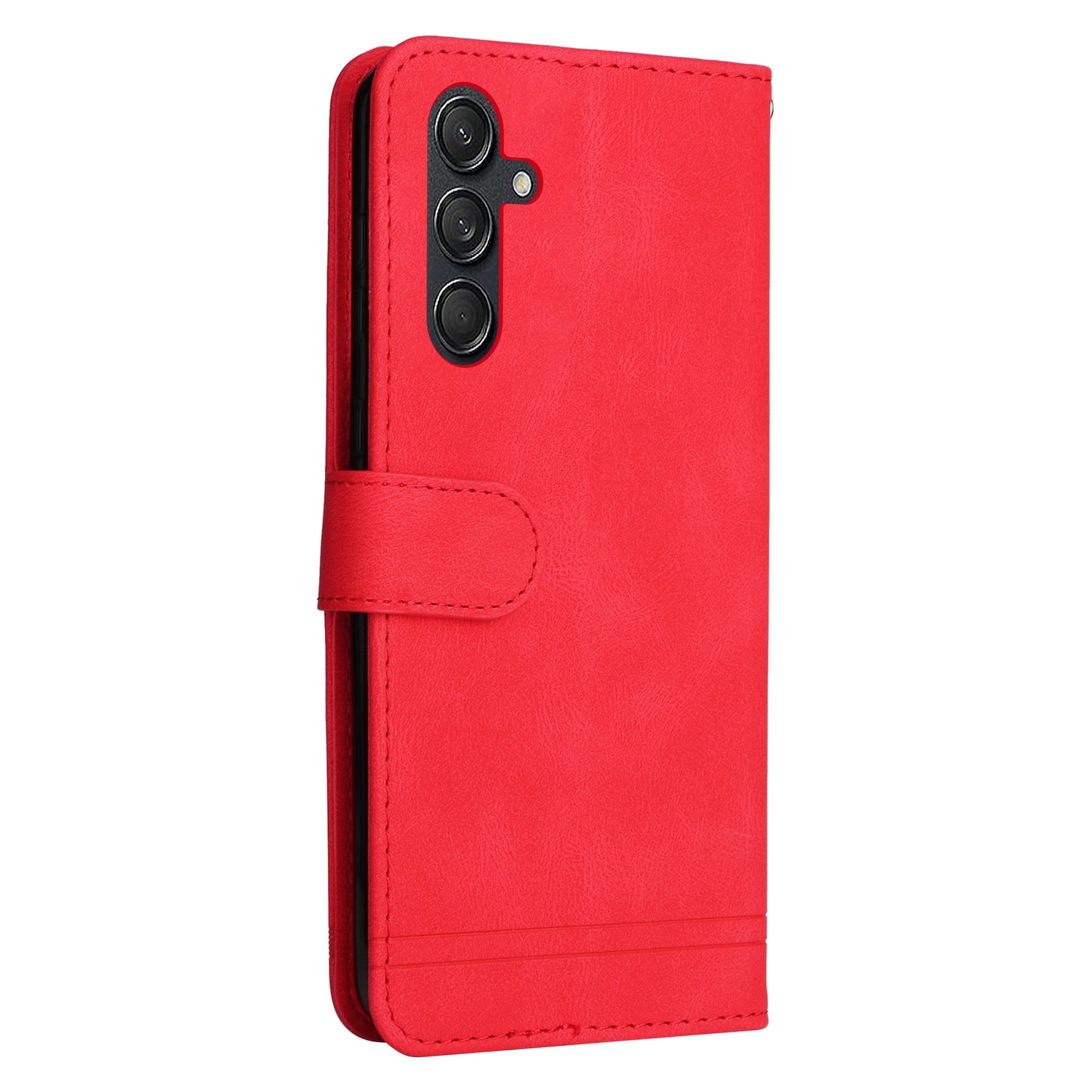 For Samsung Galaxy M55 5G Wallet Case PU Leather Shock Absorbing Phone Cover - Red