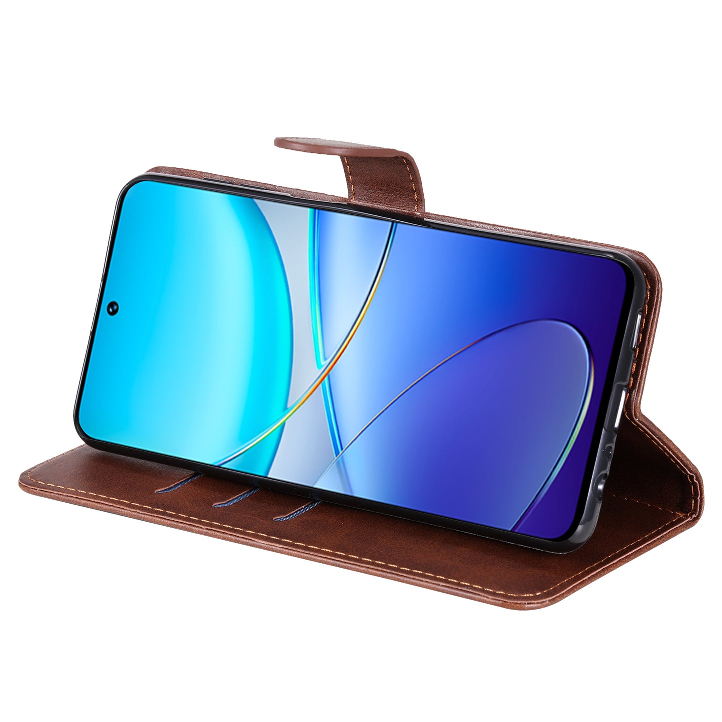 For vivo Y100 5G (Indonesia) / Y200e 5G / T3 5G / V30 Lite 4G Case Zipper Wallet Leather Phone Cover - Brown