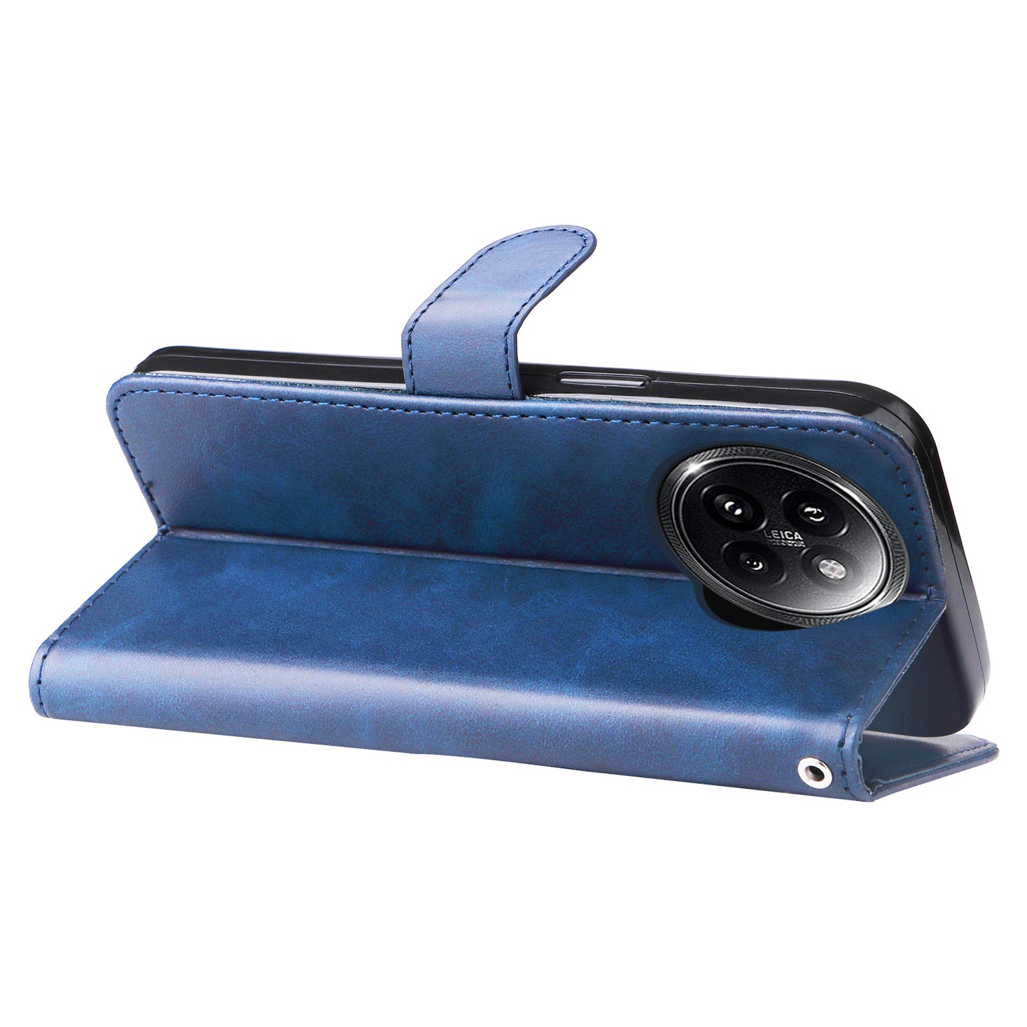 For Xiaomi Civi 4 Pro 5G Case Stand Calf Texture Anti-dust Phone Cover with Zipper Pocket - Blue