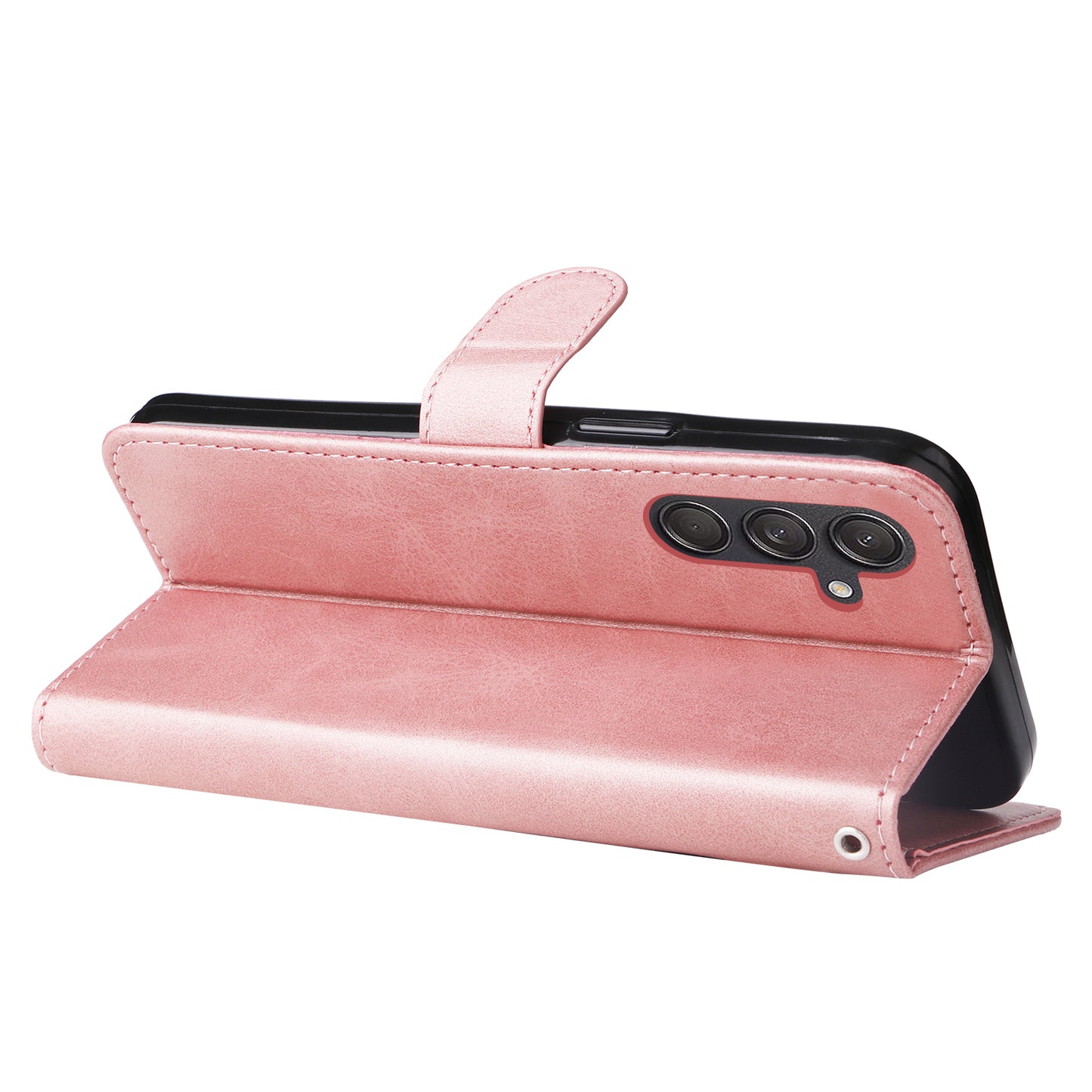 For Samsung Galaxy M55 5G Case Calf Texture Zipper Pocket Wallet Mobile Phone Cover - Pink