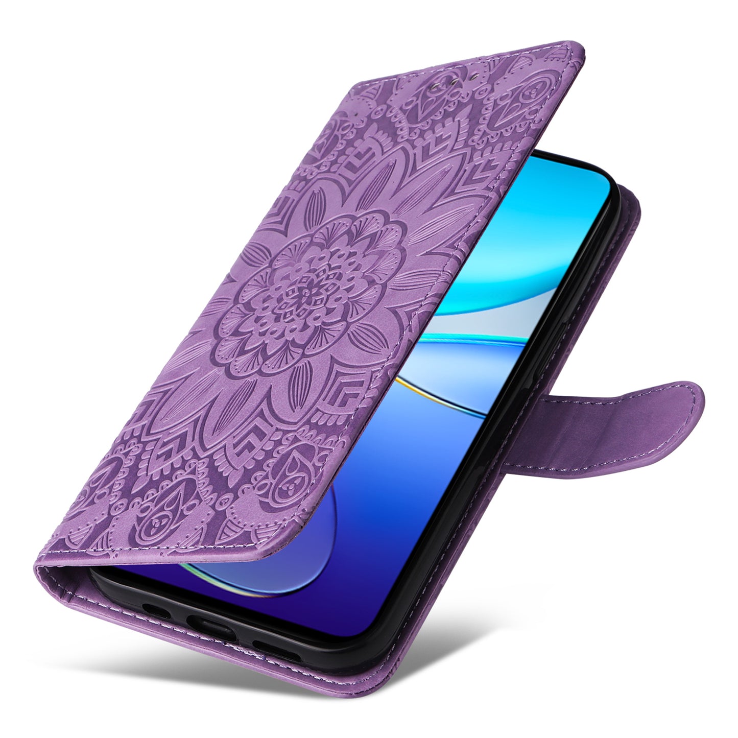 For vivo Y100 5G (Indonesia) / Y200e 5G / T3 5G (India) / V30 Lite 5G (India) Magnetic Phone Case Imprinted Wallet Cover - Purple