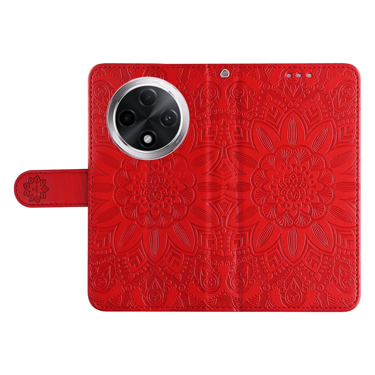 For Oppo A3 Pro 5G Case Imprinted PU Leather Wallet Magnetic Clasp Phone Cover - Red