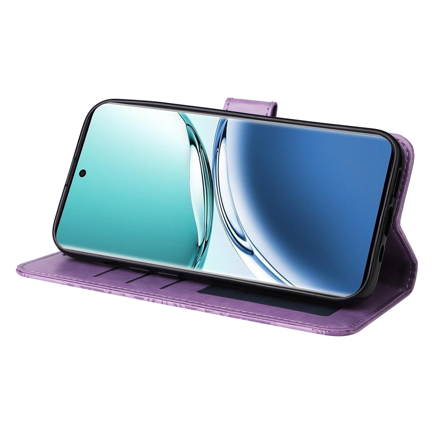 For Oppo A3 Pro 5G Case Imprinted PU Leather Wallet Magnetic Clasp Phone Cover - Purple