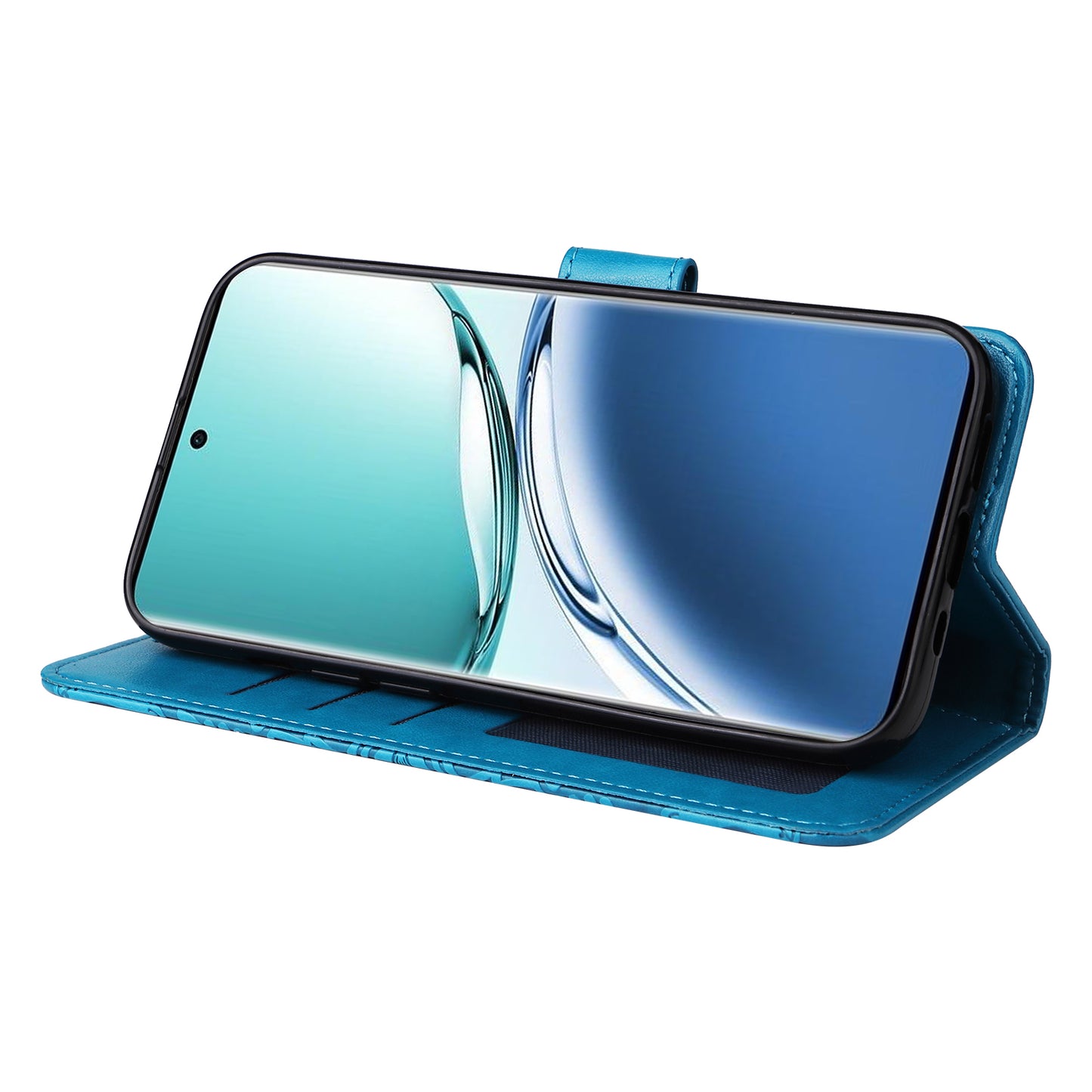 For Oppo A3 Pro 5G Case Imprinted PU Leather Wallet Magnetic Clasp Phone Cover - Blue