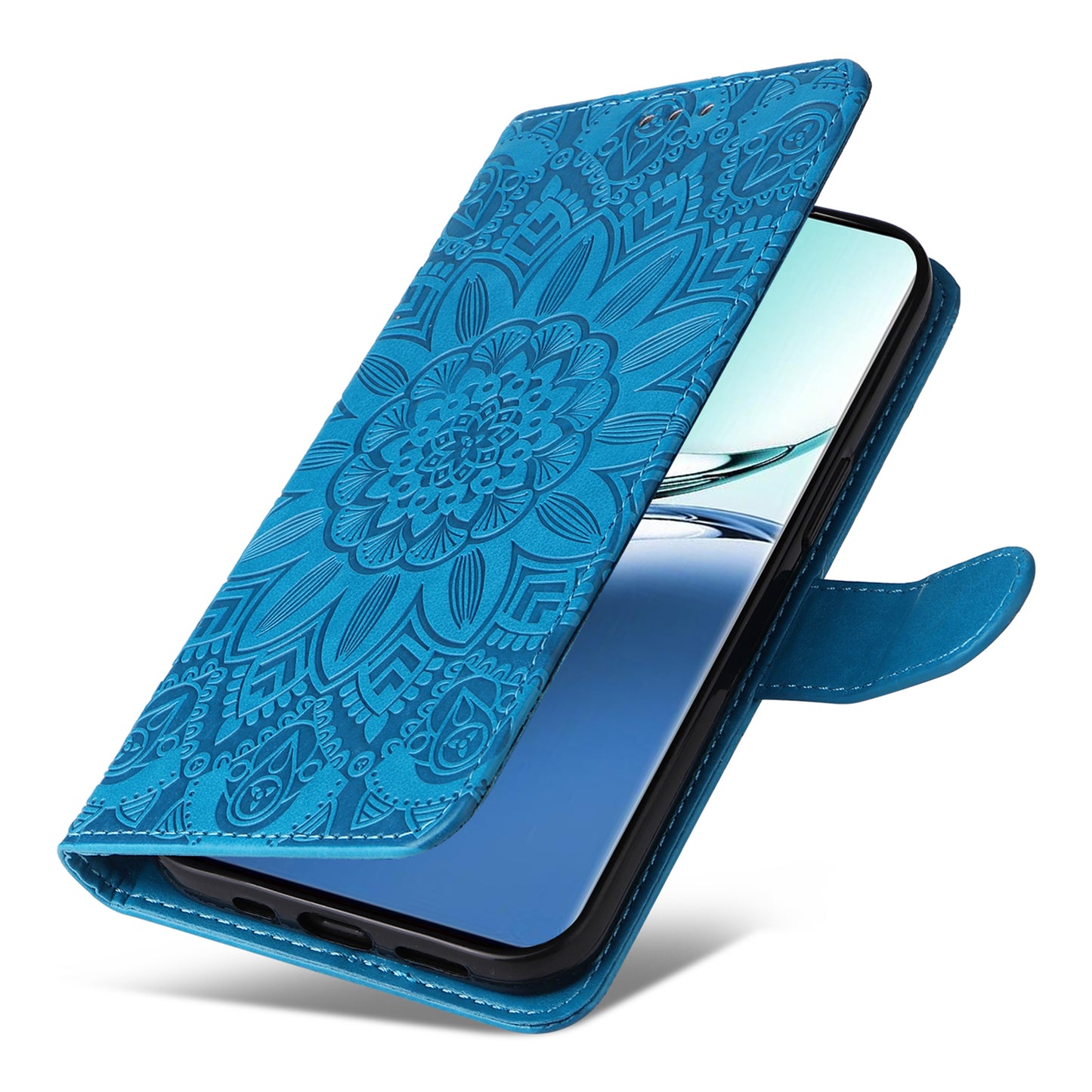 For Oppo A3 Pro 5G Case Imprinted PU Leather Wallet Magnetic Clasp Phone Cover - Blue