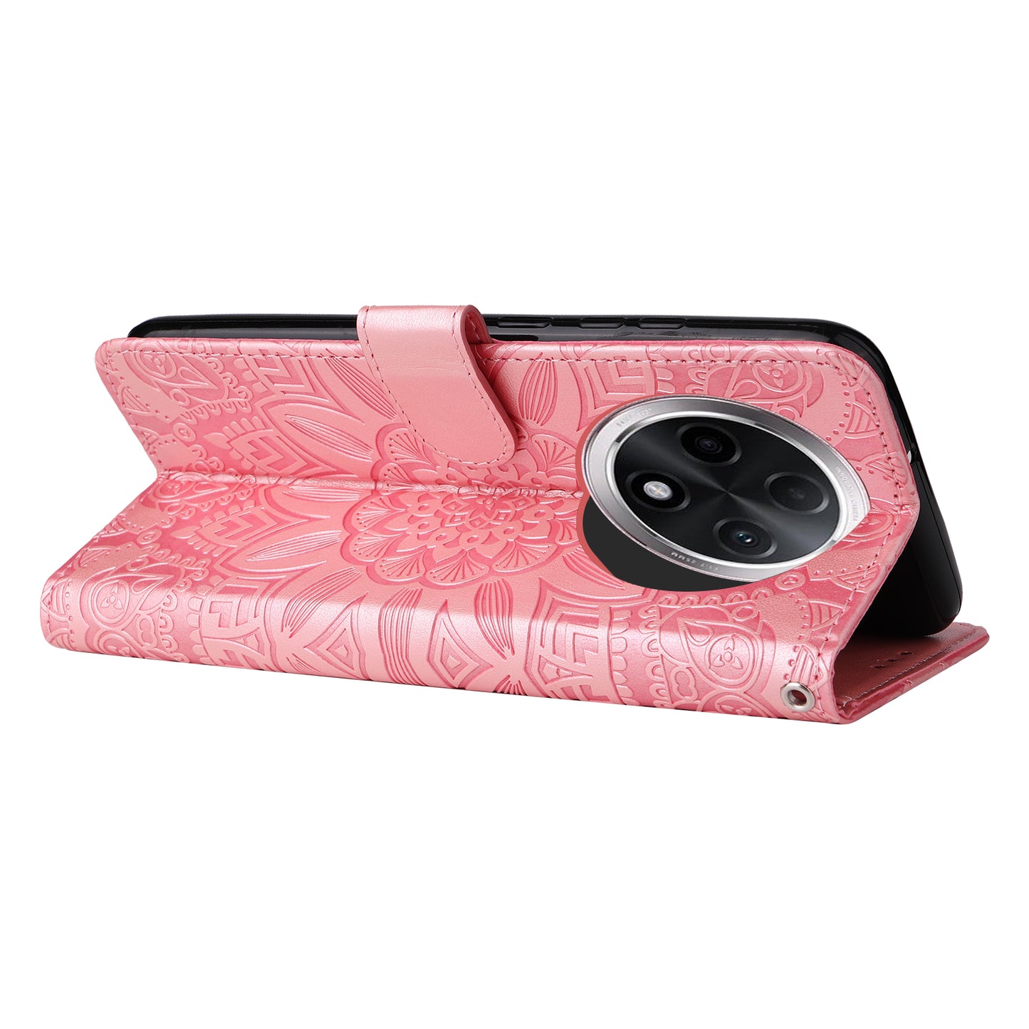 For Oppo A3 Pro 5G Case Imprinted PU Leather Wallet Magnetic Clasp Phone Cover - Pink