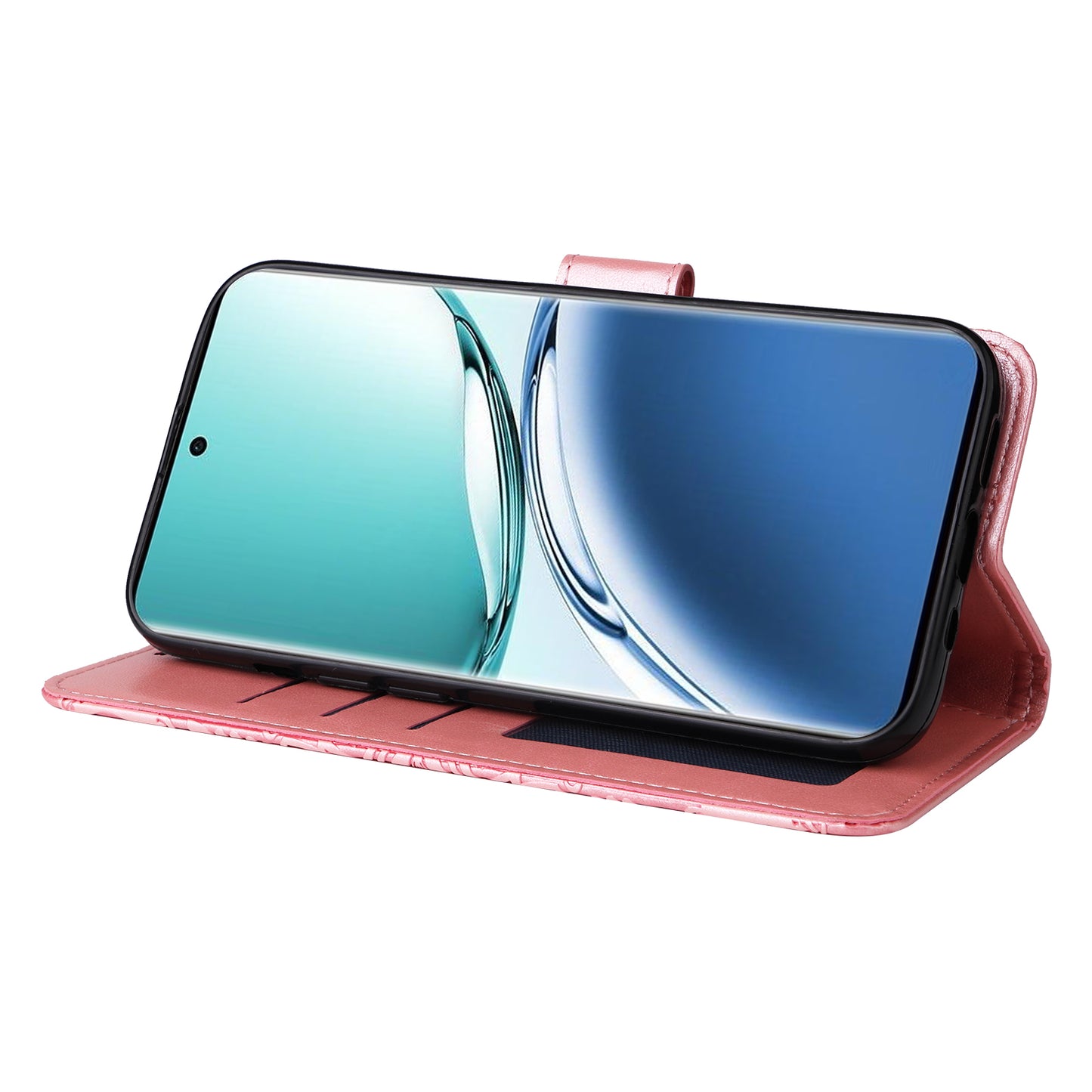 For Oppo A3 Pro 5G Case Imprinted PU Leather Wallet Magnetic Clasp Phone Cover - Pink