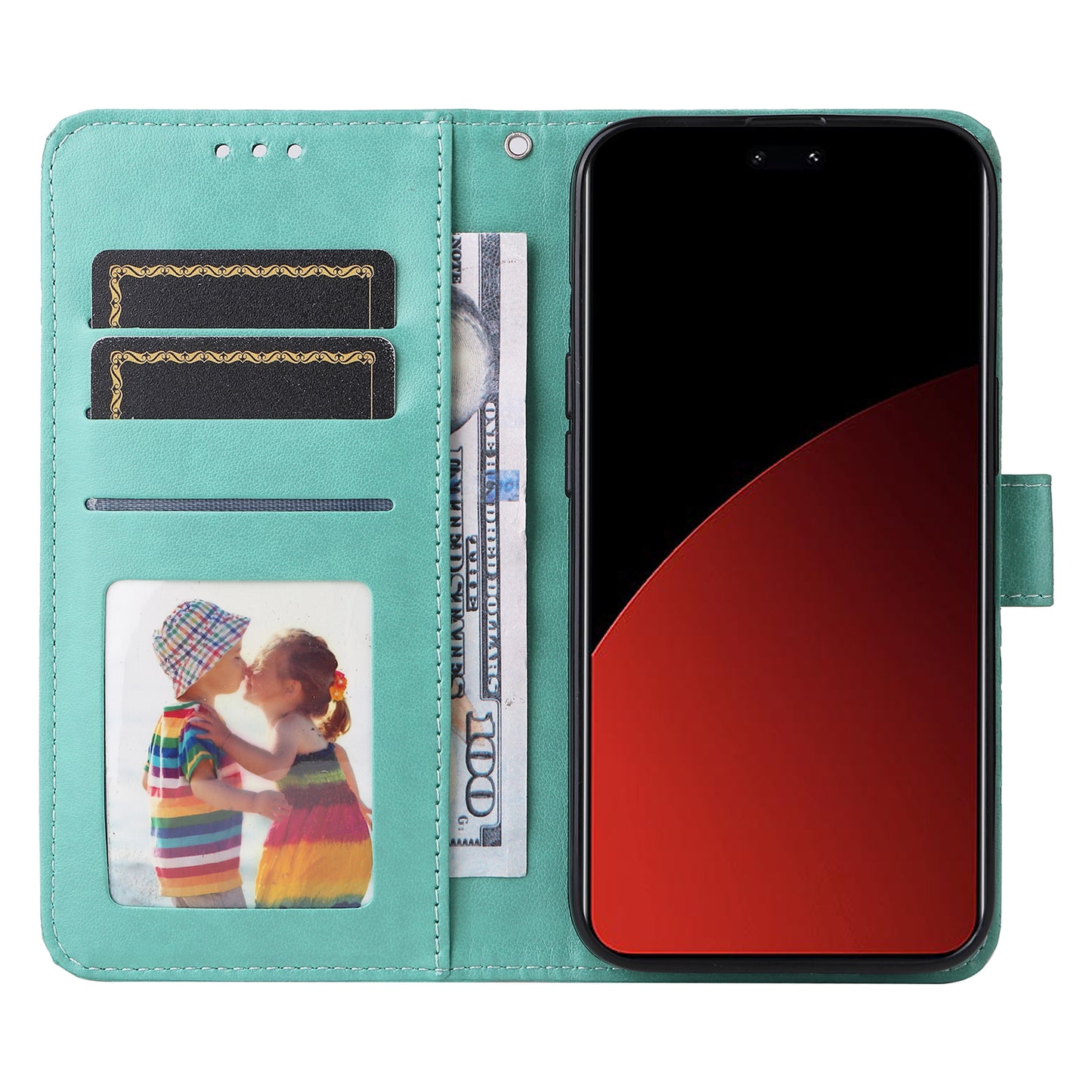 For Xiaomi Civi 4 Pro 5G Case Imprinted Sunflower Wallet Style Smart Phone Cover - Green