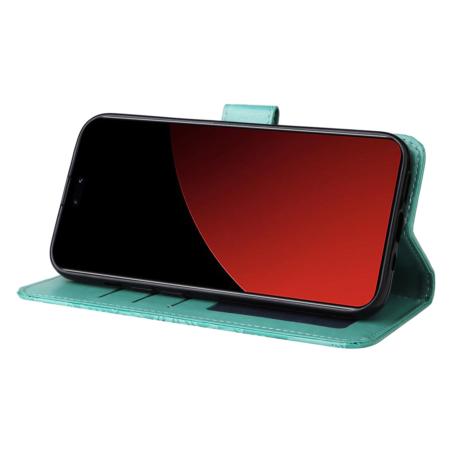 For Xiaomi Civi 4 Pro 5G Case Imprinted Sunflower Wallet Style Smart Phone Cover - Green