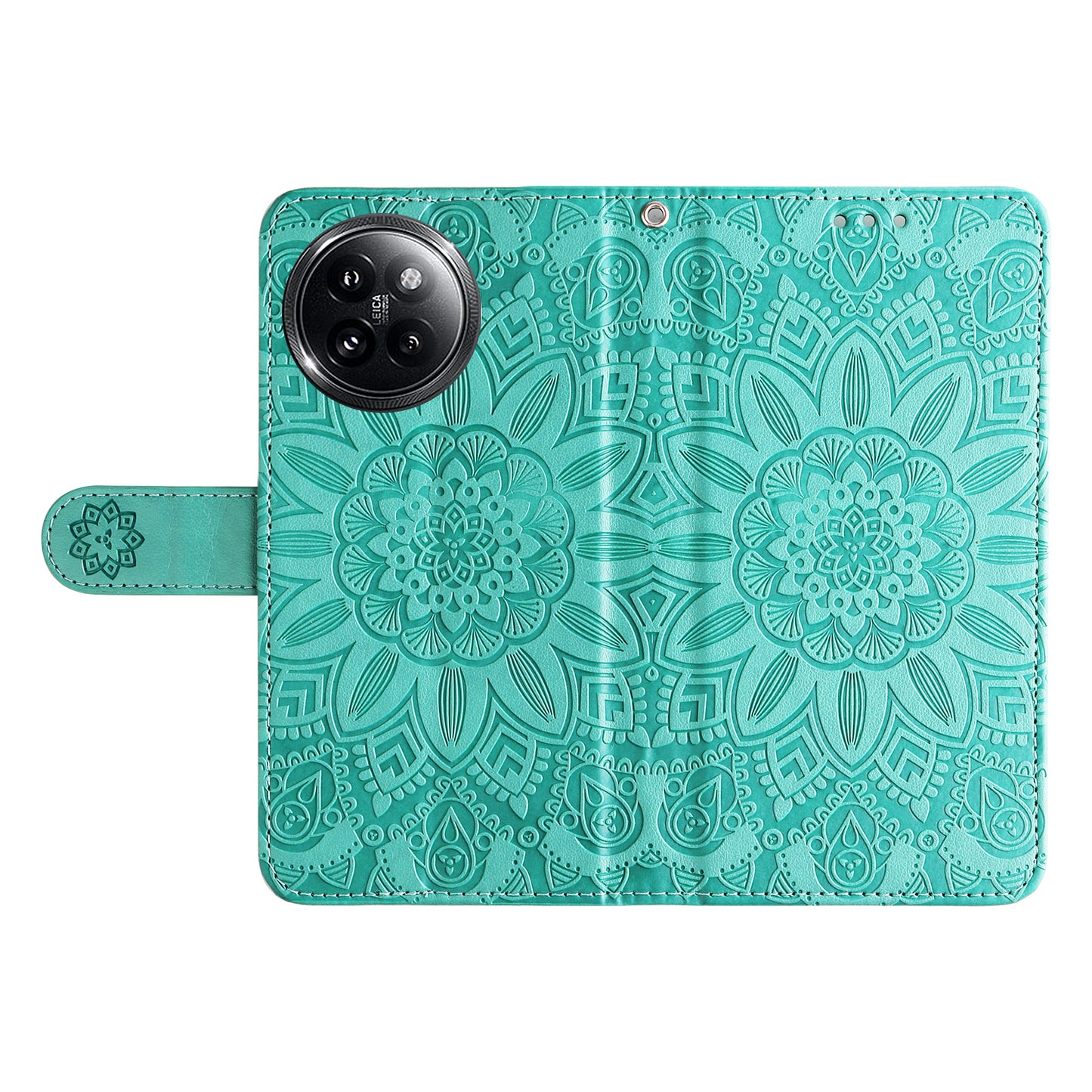 For Xiaomi Civi 4 Pro 5G Case Imprinted Sunflower Wallet Style Smart Phone Cover - Green