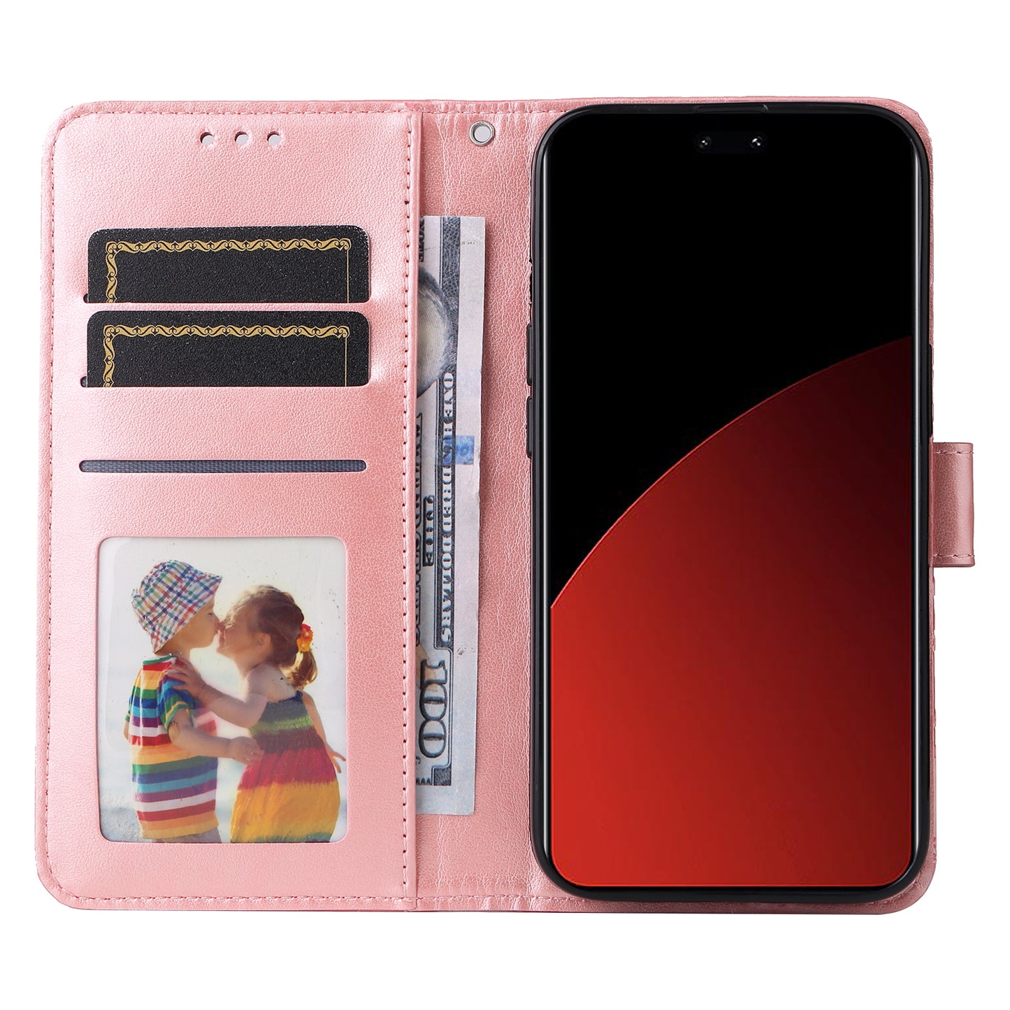 For Xiaomi Civi 4 Pro 5G Case Imprinted Sunflower Wallet Style Smart Phone Cover - Pink