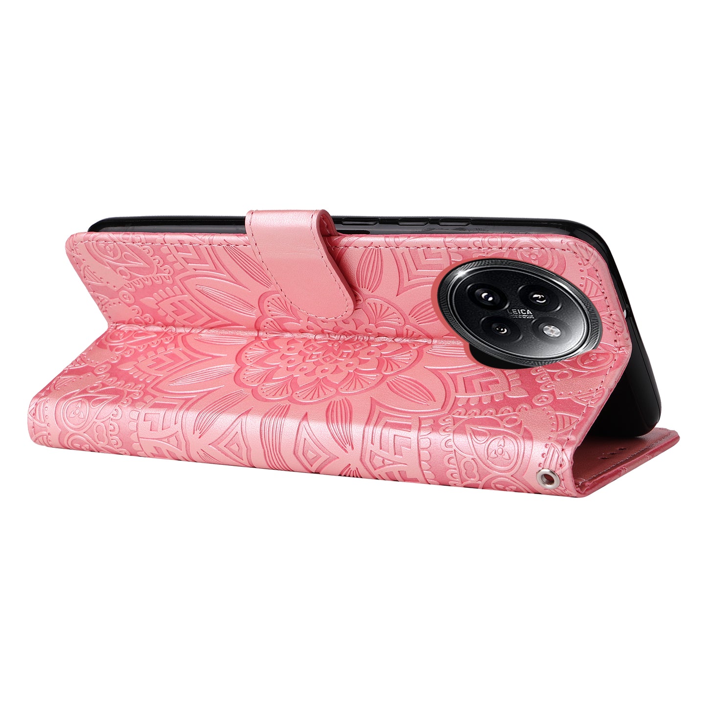 For Xiaomi Civi 4 Pro 5G Case Imprinted Sunflower Wallet Style Smart Phone Cover - Pink
