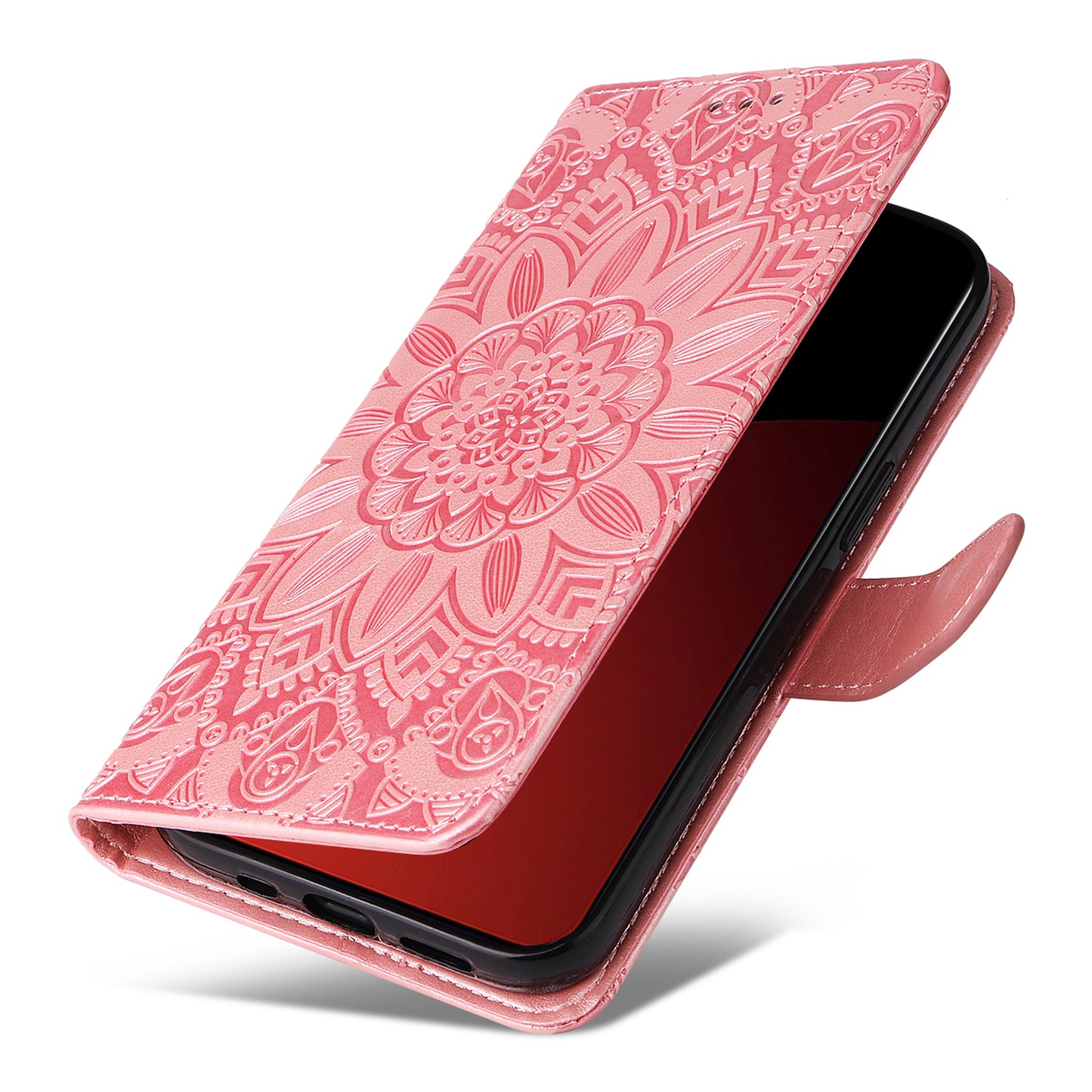 For Xiaomi Civi 4 Pro 5G Case Imprinted Sunflower Wallet Style Smart Phone Cover - Pink